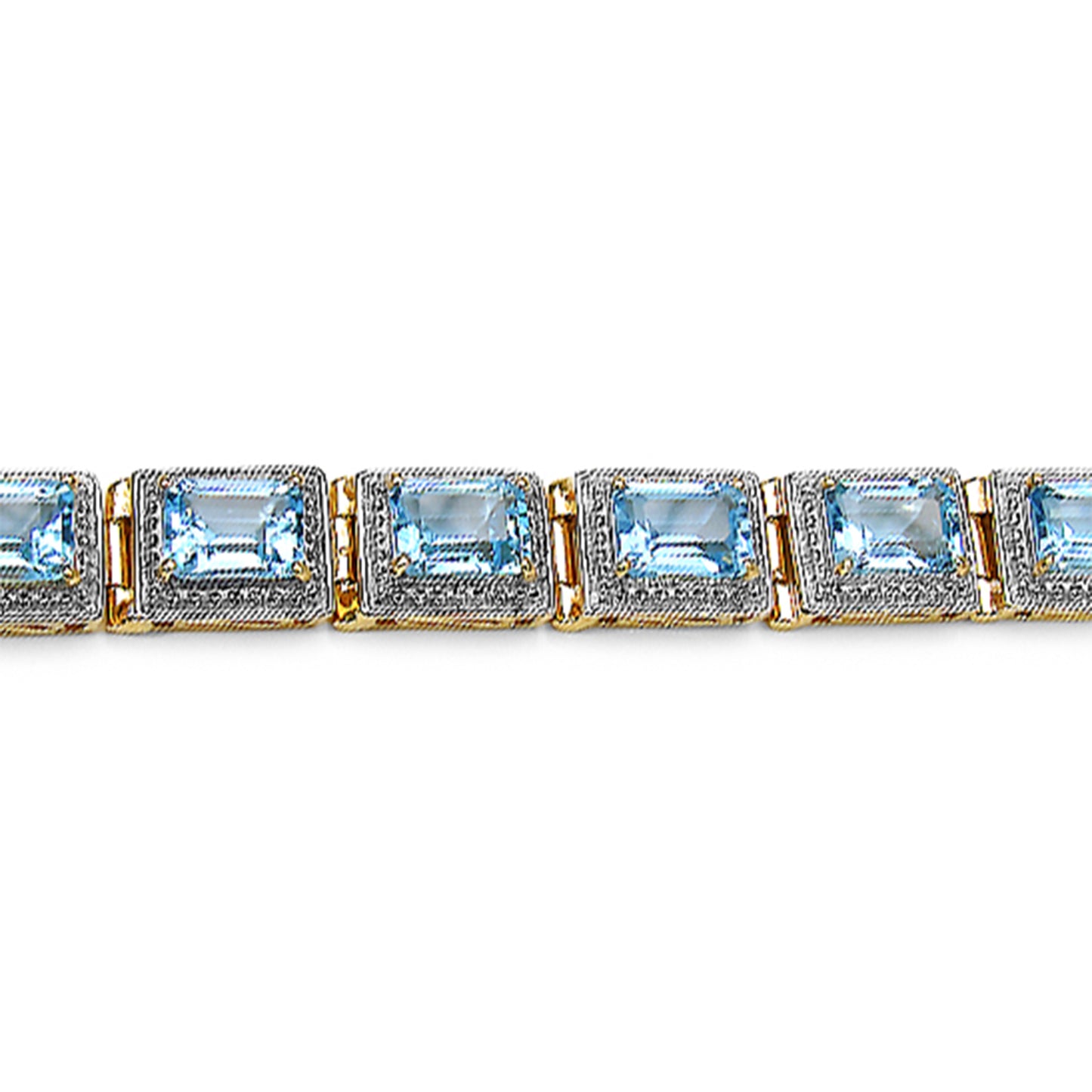 Blue Topaz Tennis Bracelet 20.7 Carats Gold Plated Silver