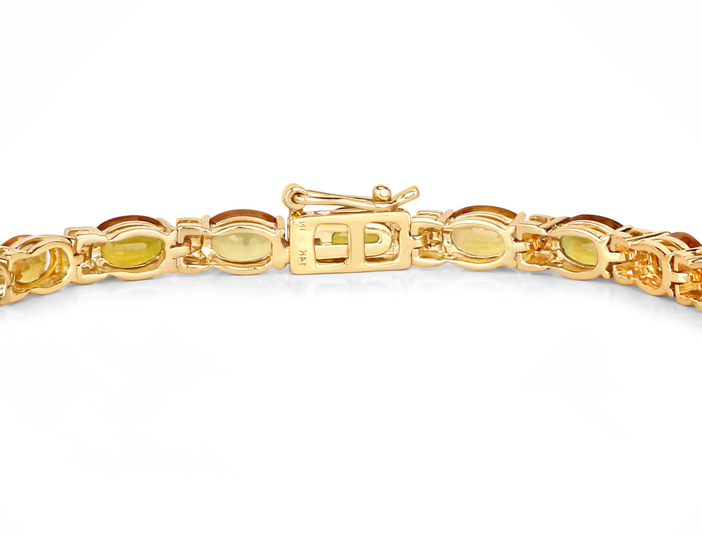 Natural Orange Sapphire Bracelet With Diamonds 12.3 Carats 14K Yellow Gold