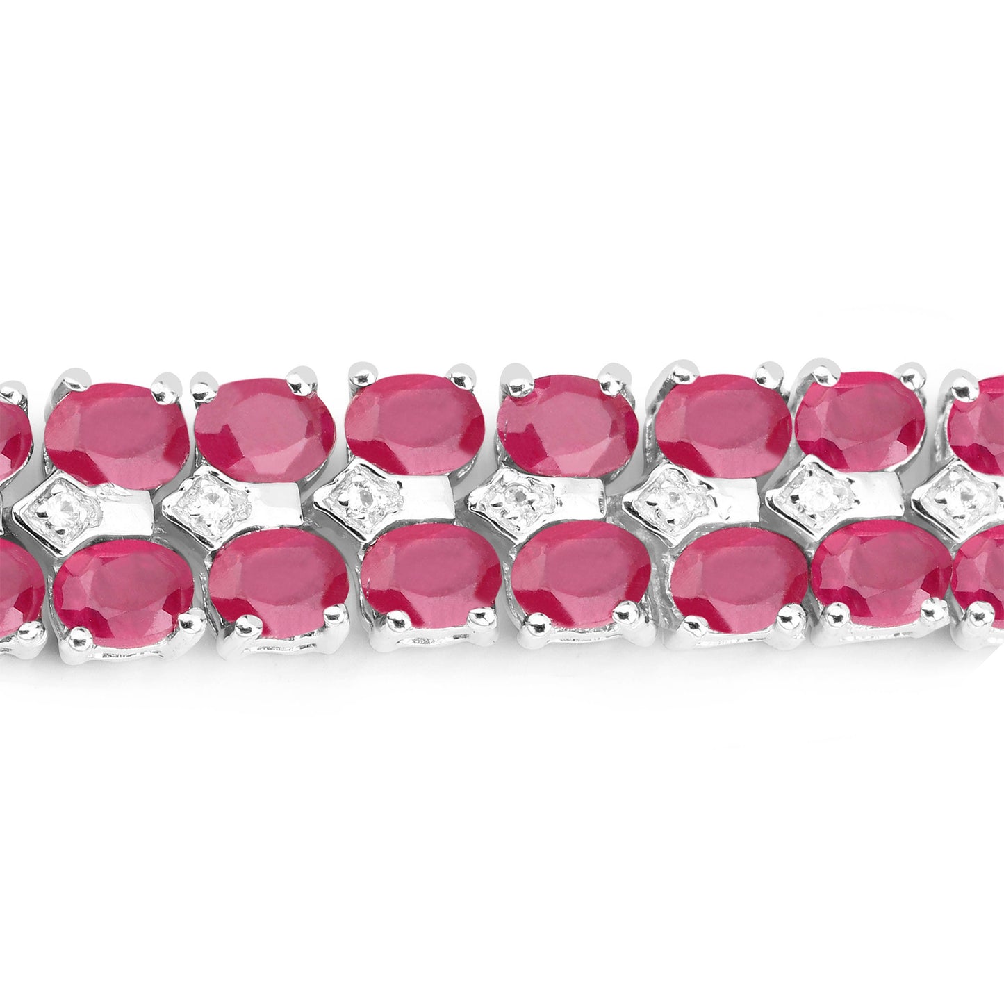 Ruby Tennis Bracelet With White Topaz 20 Carats Sterling Silver
