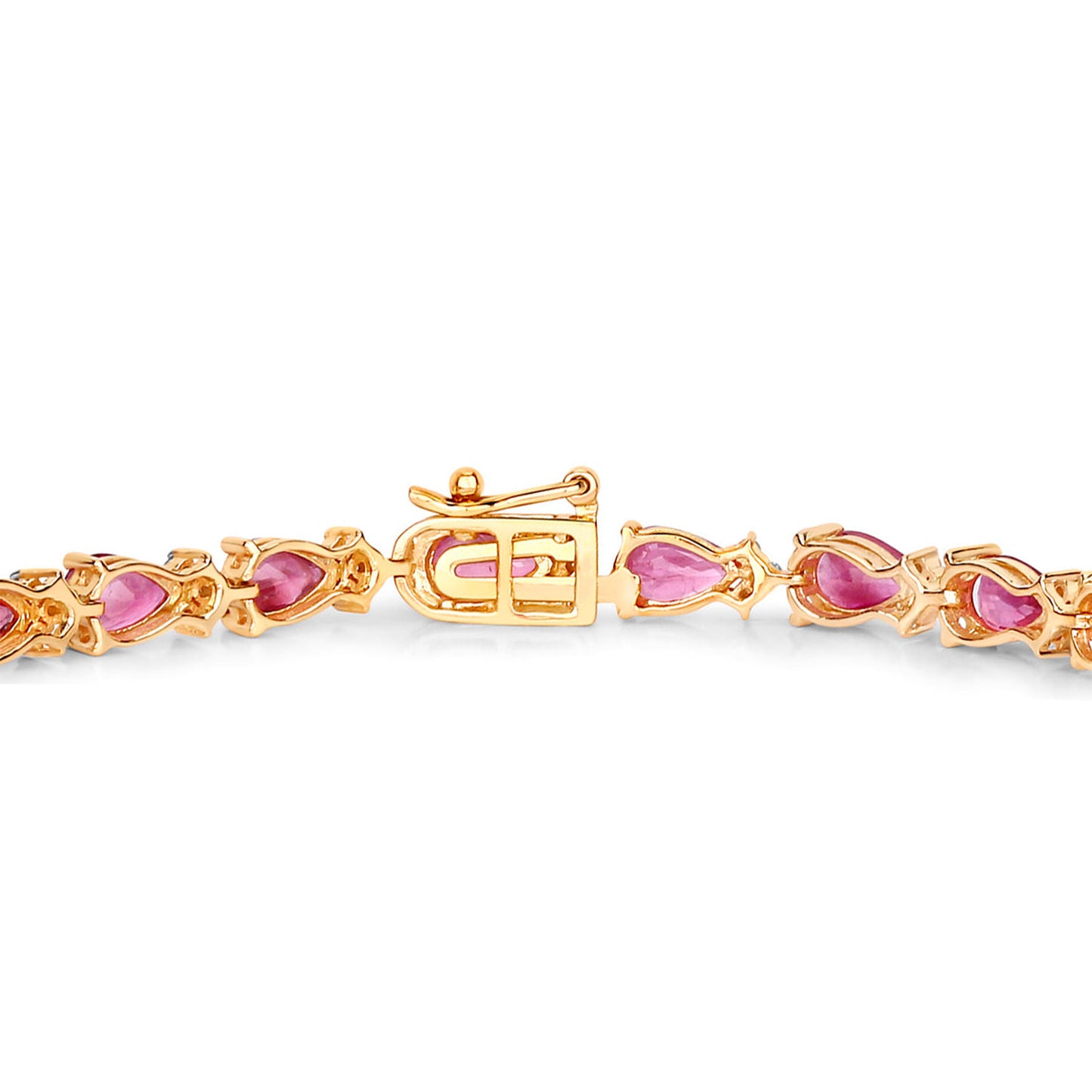Ruby Tennis Bracelet Diamond Links 9.32 Carats 14K Yellow Gold