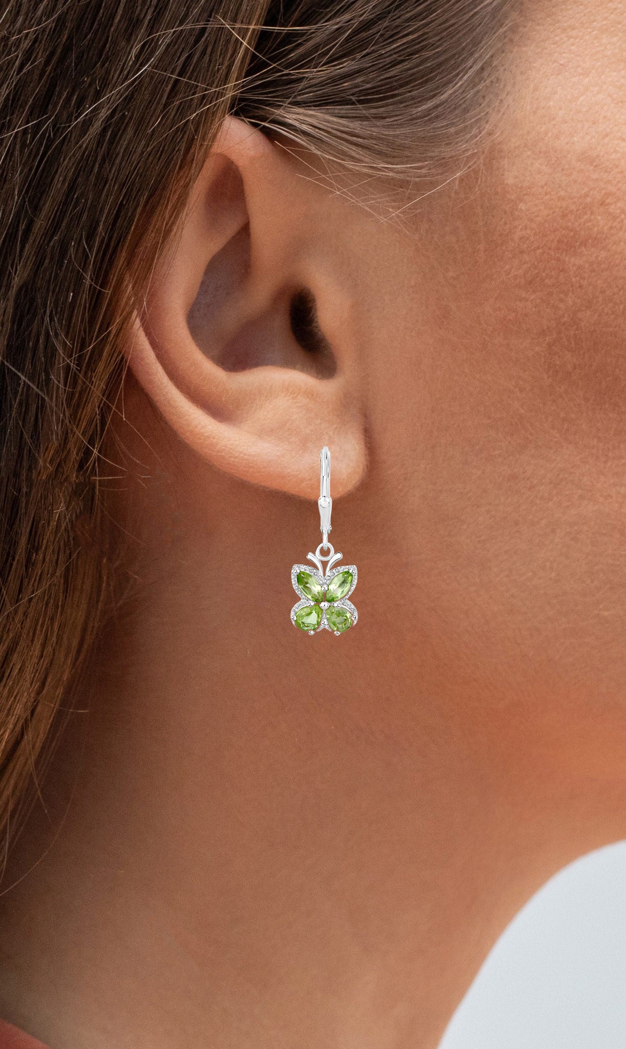 Peridot Butterfly Earrings 2.26 Carats Sterling Silver