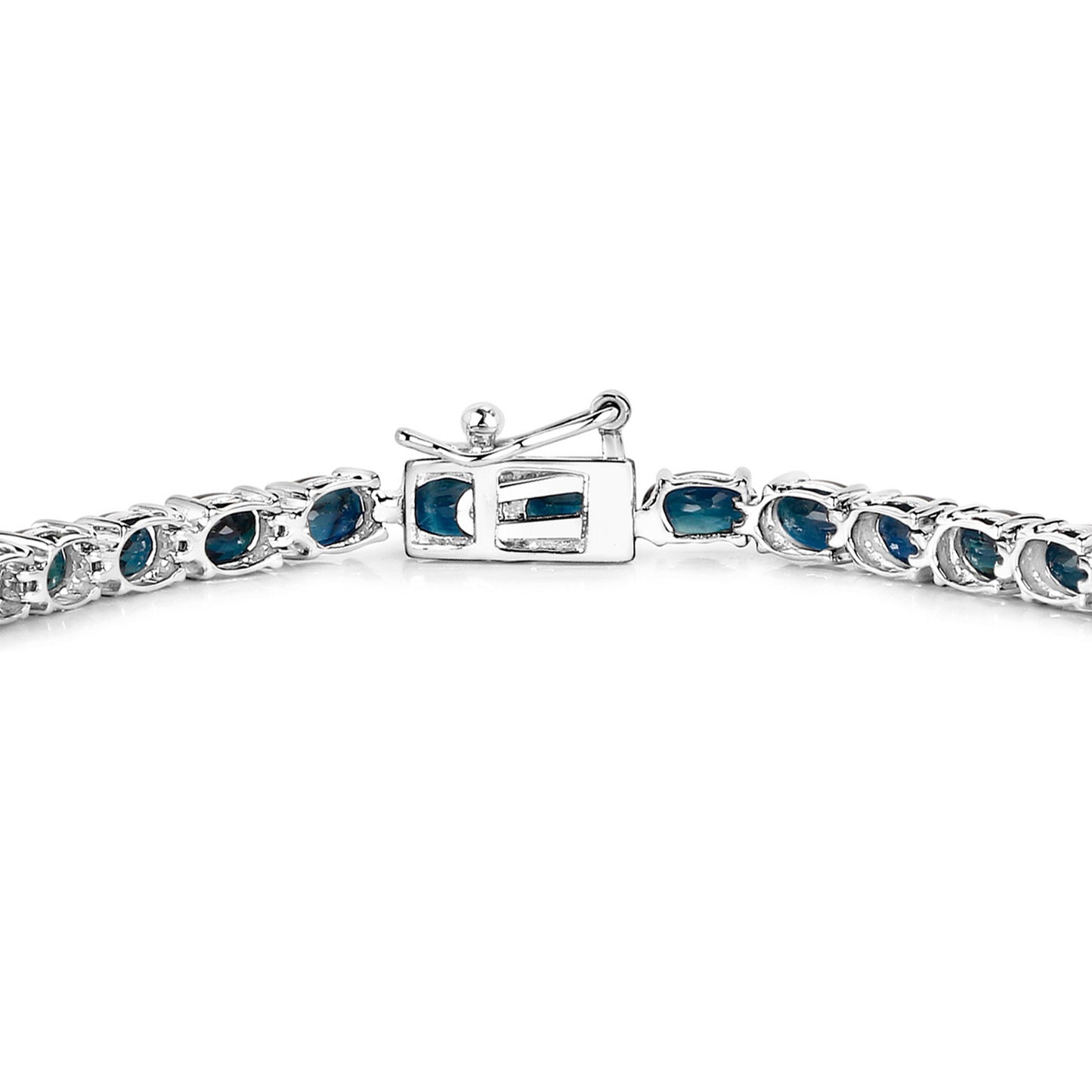 Blue Sapphire Bracelet 7.46 Carats 14K White Gold
