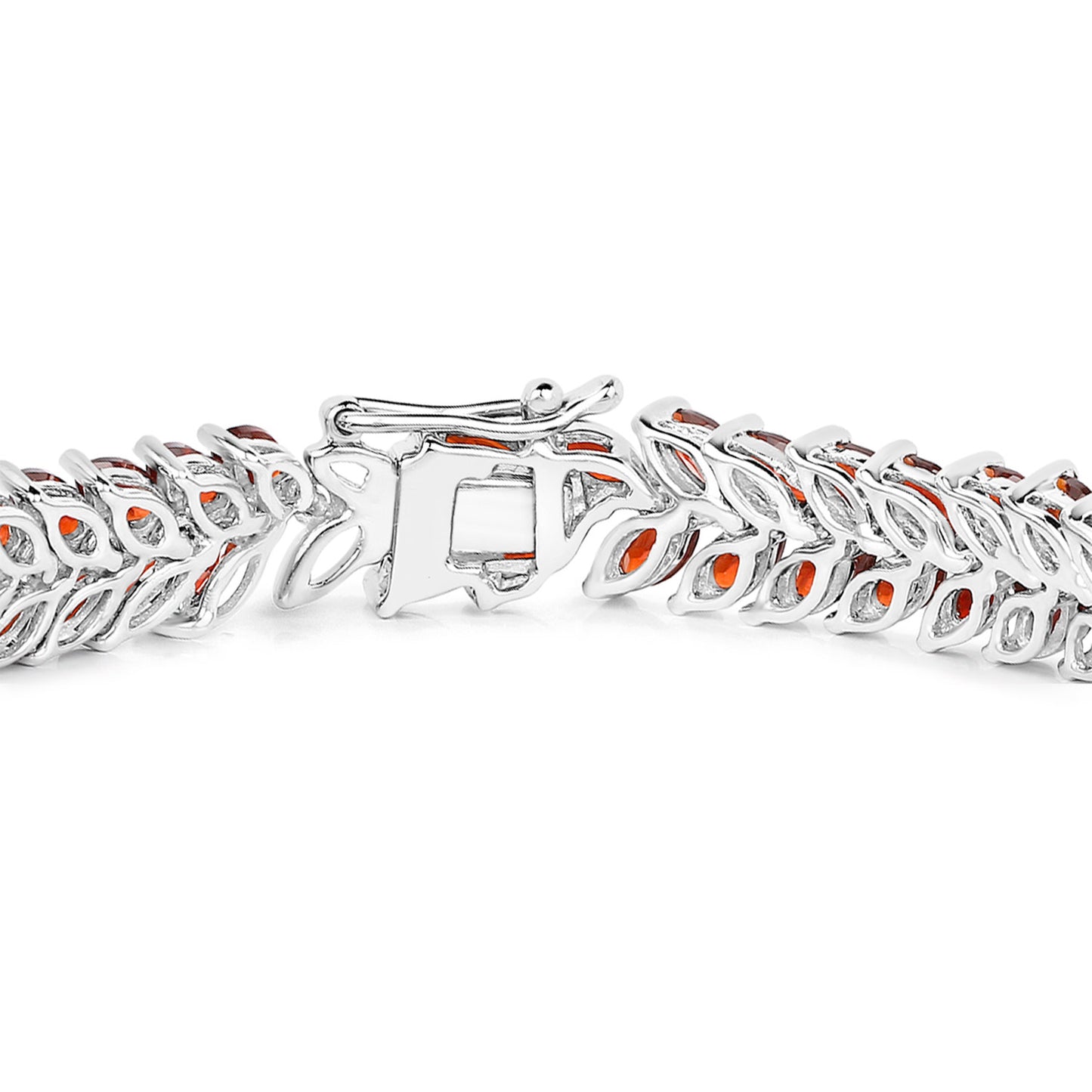 Garnet Bracelet 18.4 Carats 18K White Gold Plated Silver