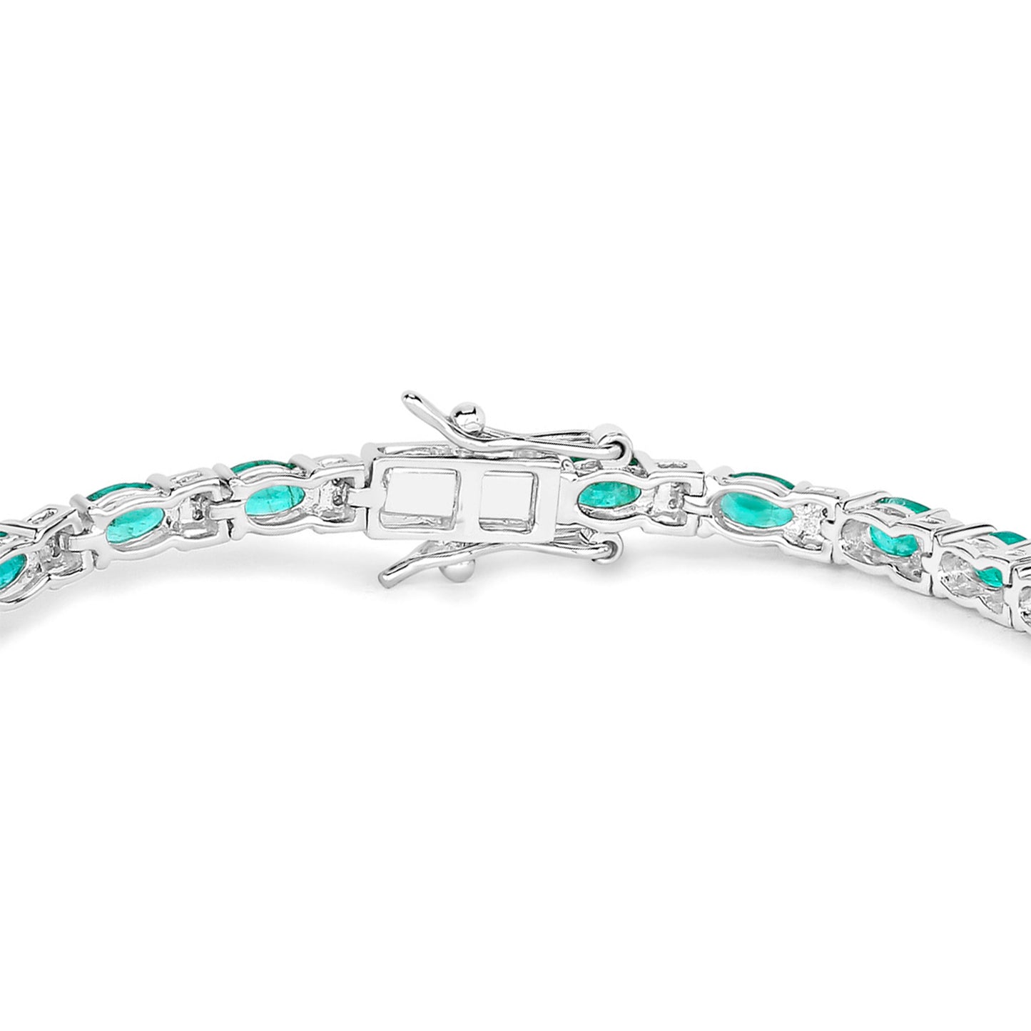 Emerald Bracelet With Diamonds 4.96 Carats 14K White Gold