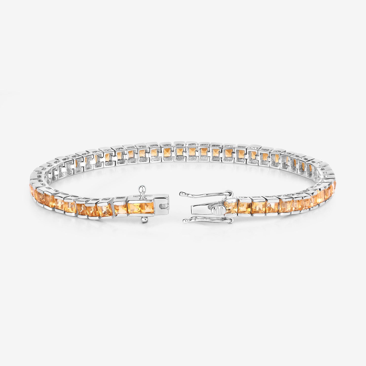 Citrine Tennis Bracelet 8.25 Carats Rhodium Plated Sterling Silver
