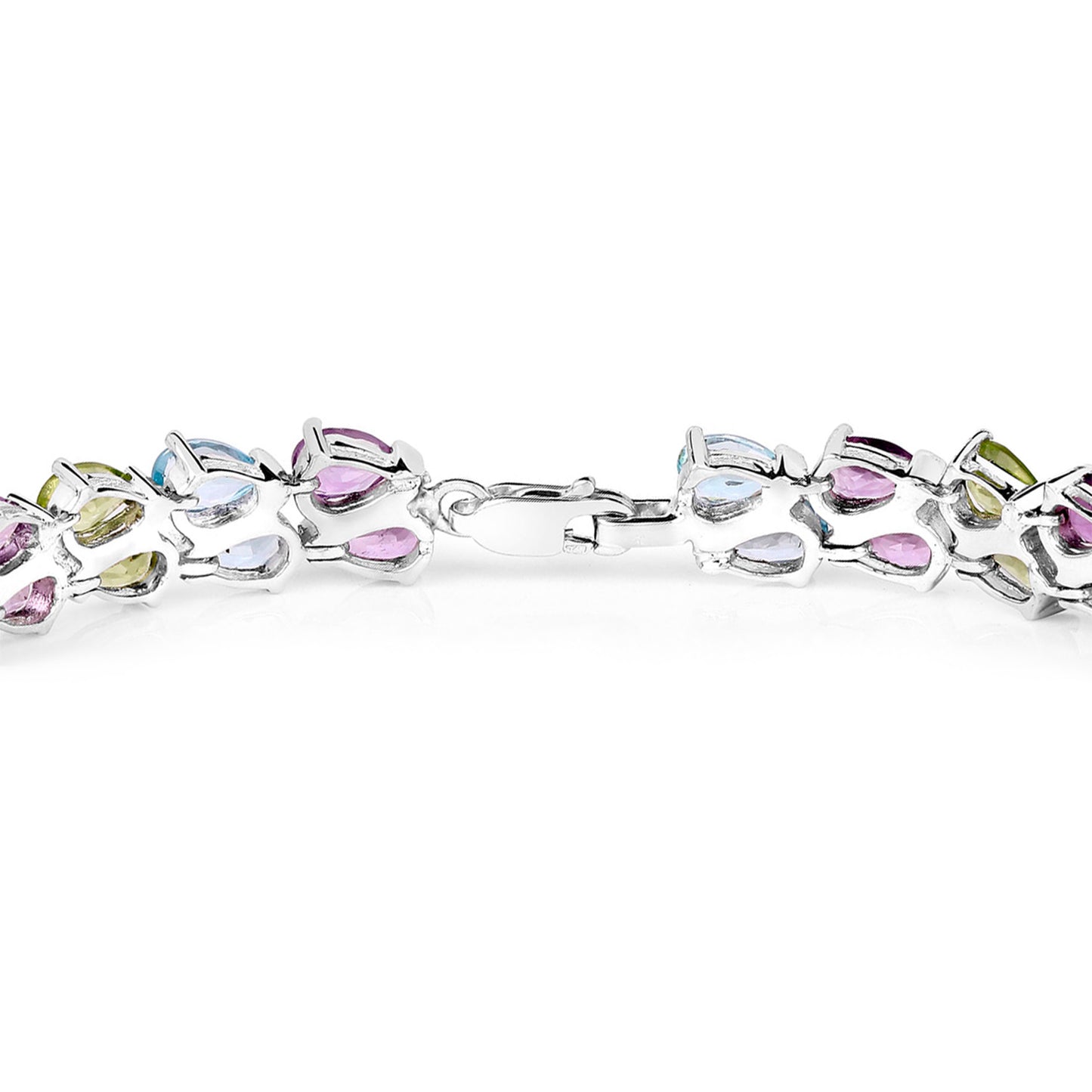 Mixed Gemstone Tennis Bracelet Amethyst Topaz Peridot 23.4 Carats Silver