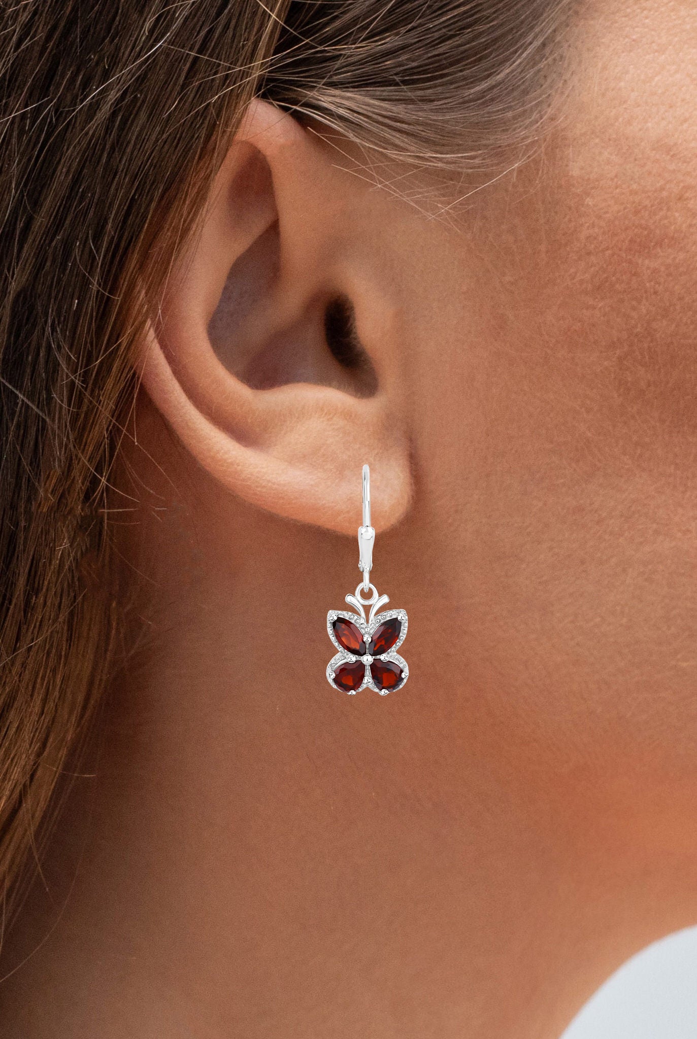 Garnet Butterfly Earrings 2.58 Carats Sterling Silver