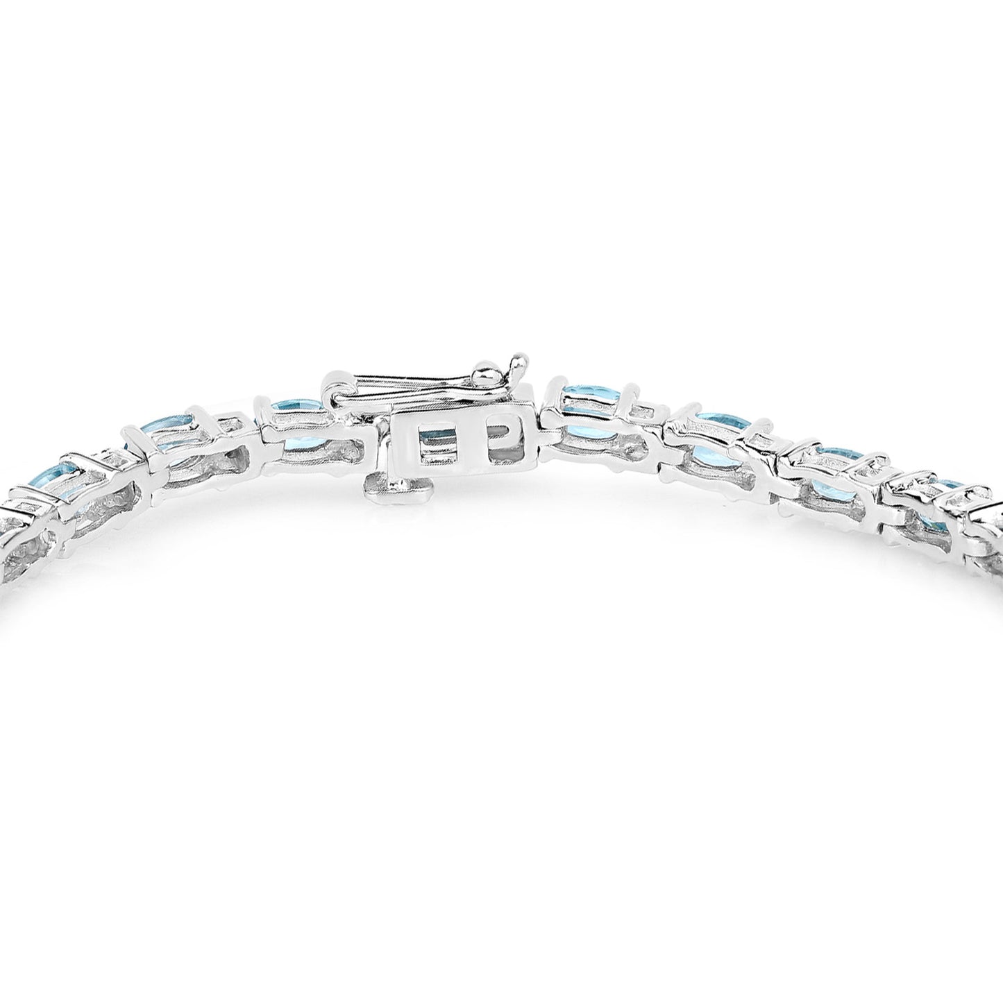 Blue Zircon Tennis Bracelet White Topaz 8.8 Carats Sterling Silver