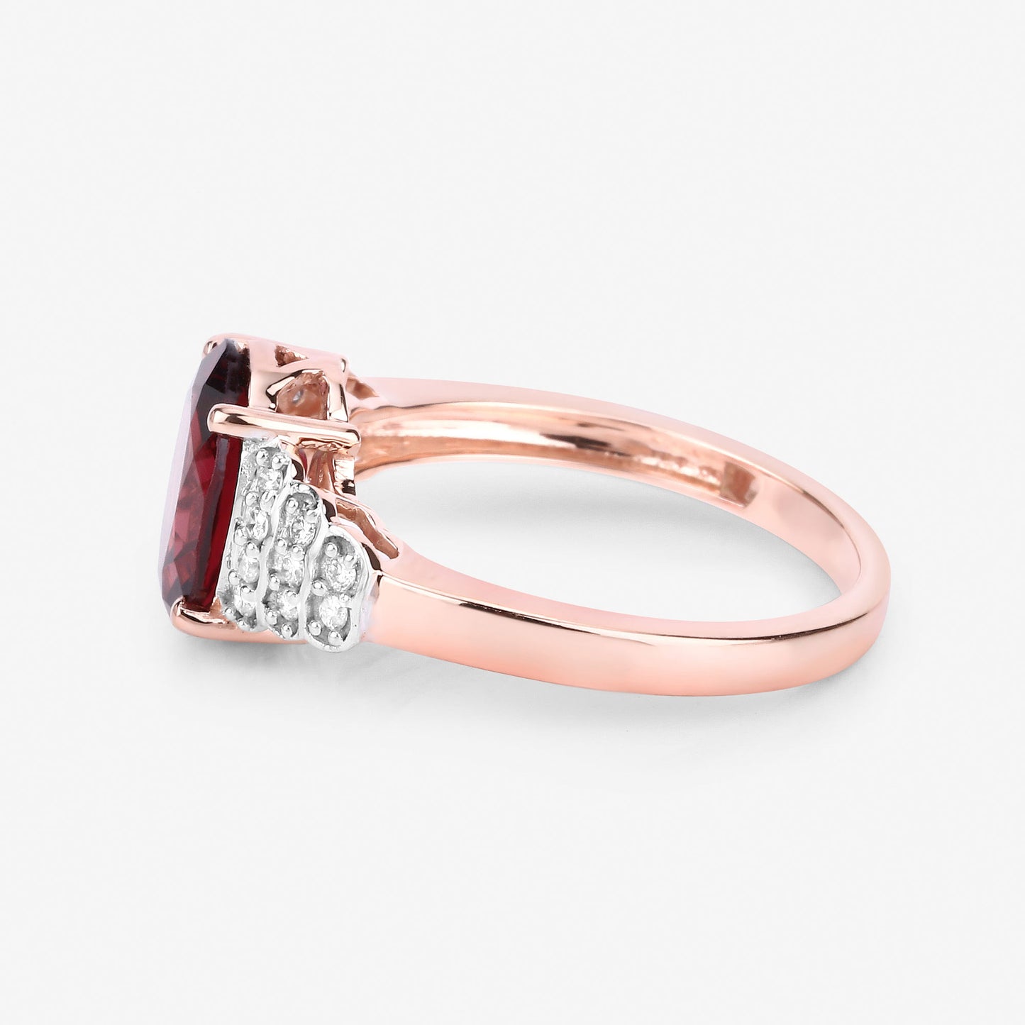 Rhodolite Ring With Diamonds 2.84 Carats 14K Rose Gold