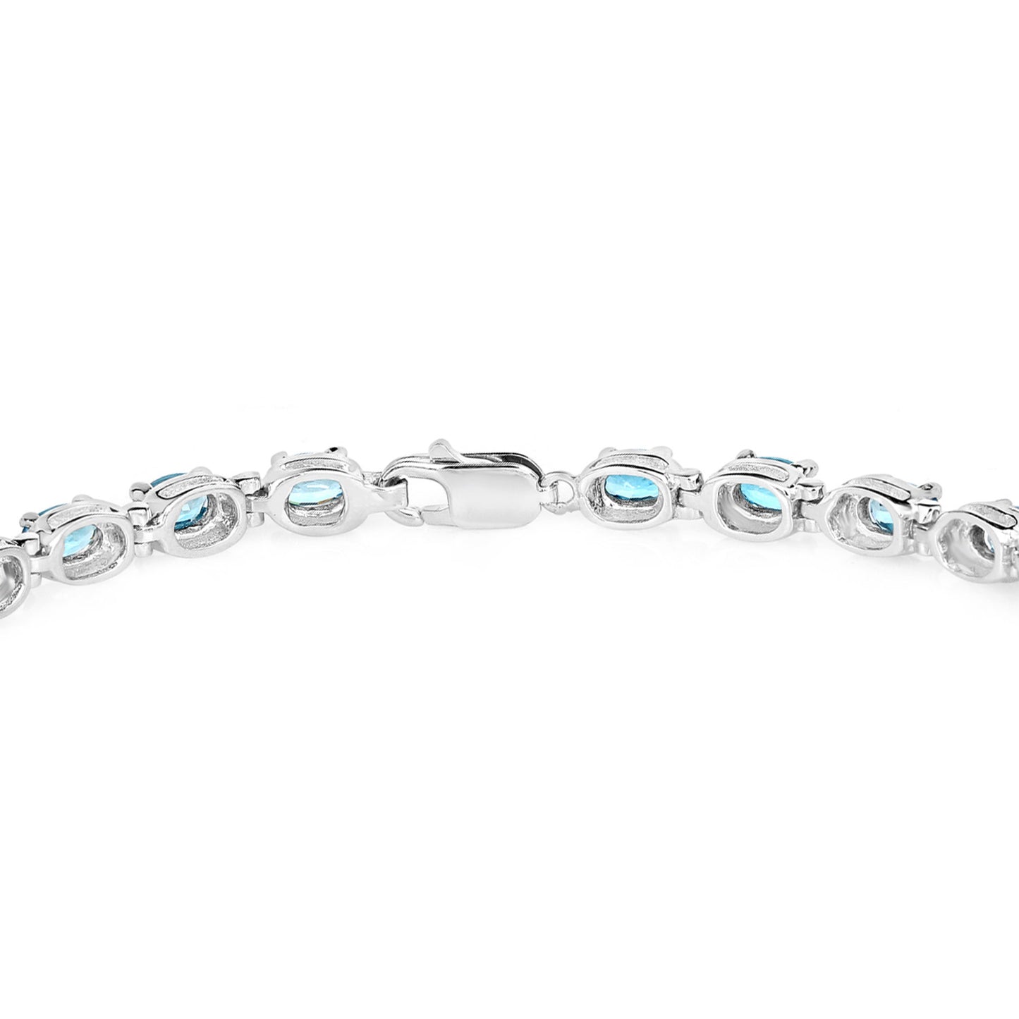 Blue Zircon Tennis Bracelet 7.9 Carats Silver