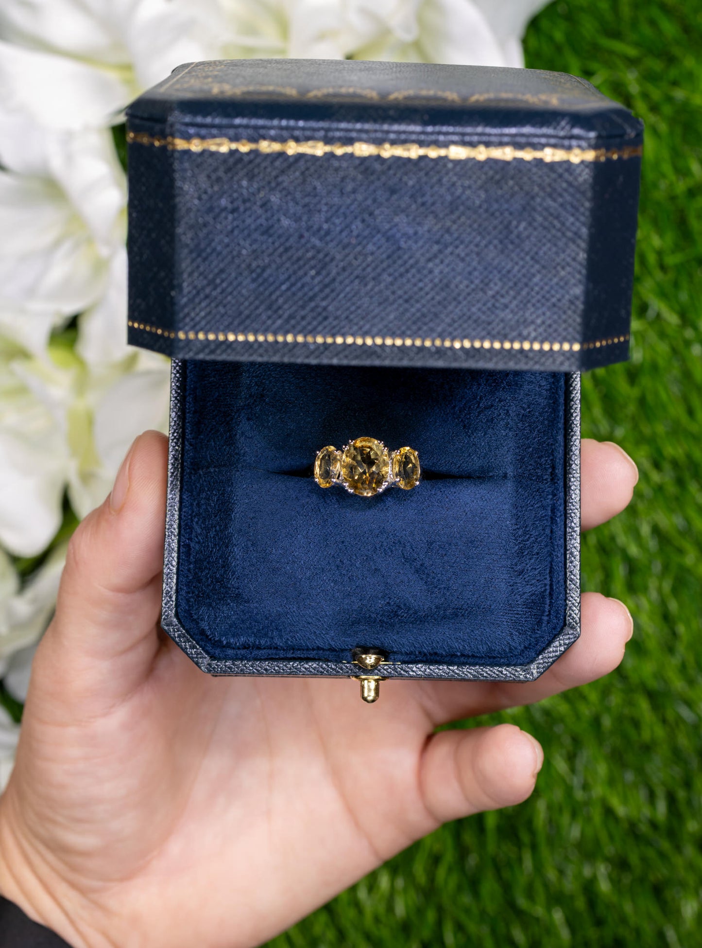 Citrine Three Stone Ring 3.75 Carats