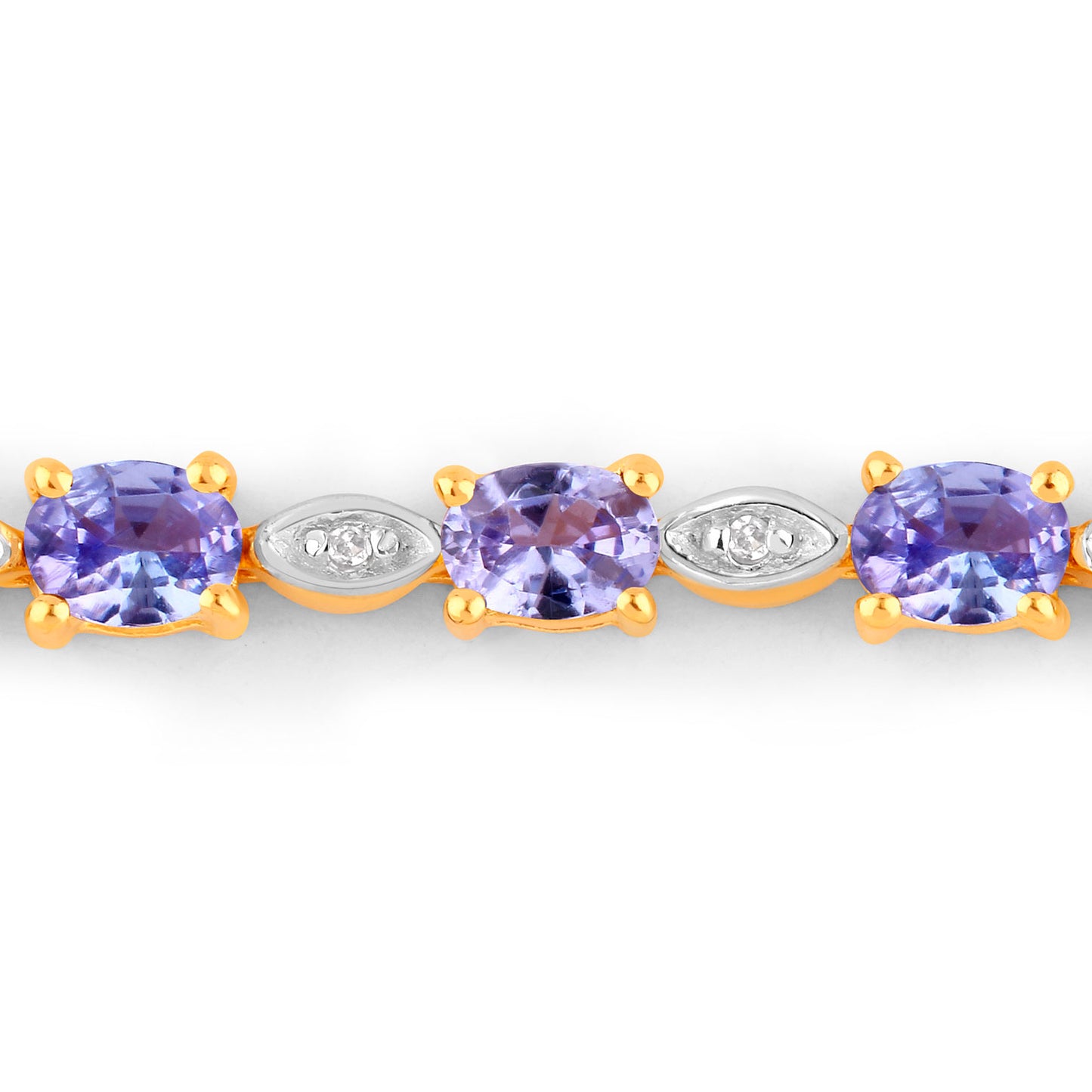 Tanzanite Bracelet With Diamonds 1.54 Carats Gold Plated Silver
