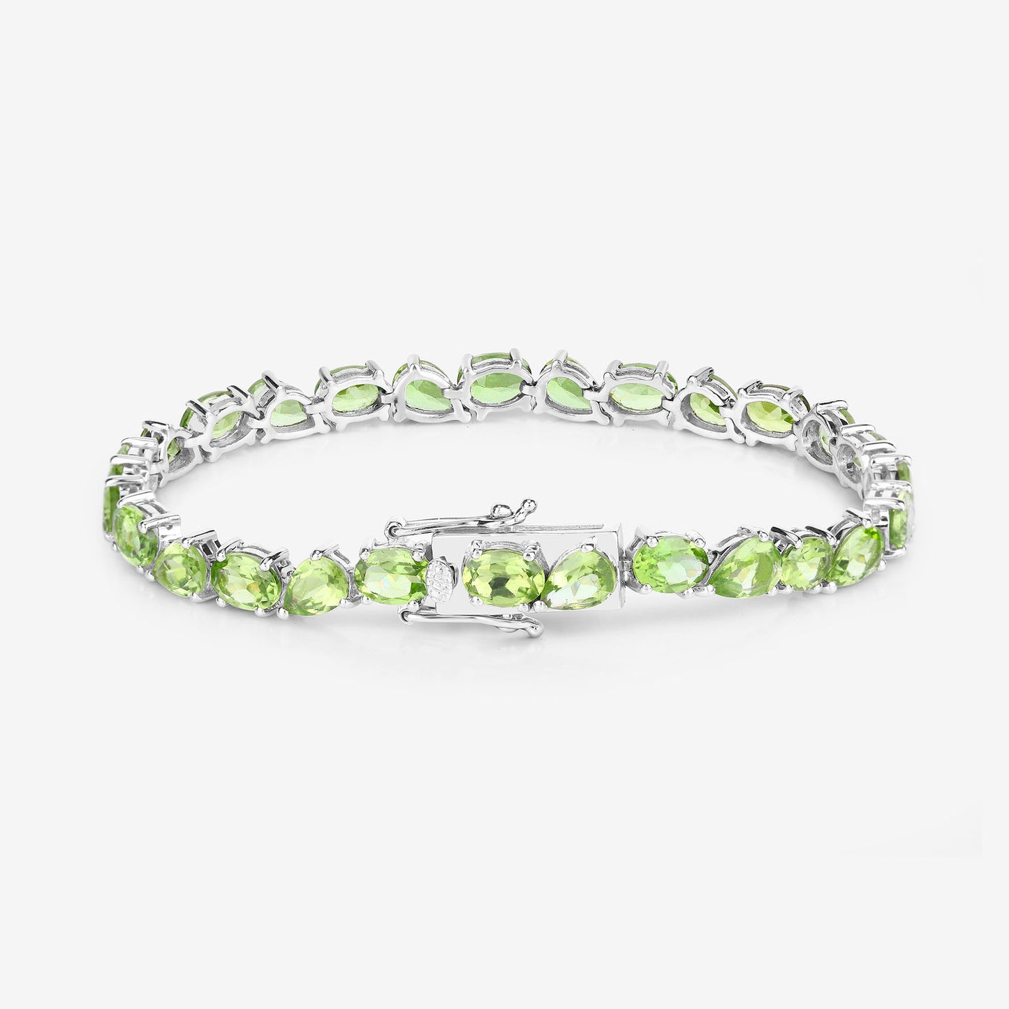 Peridot Tennis Bracelet 21.30 Carats Sterling Silver