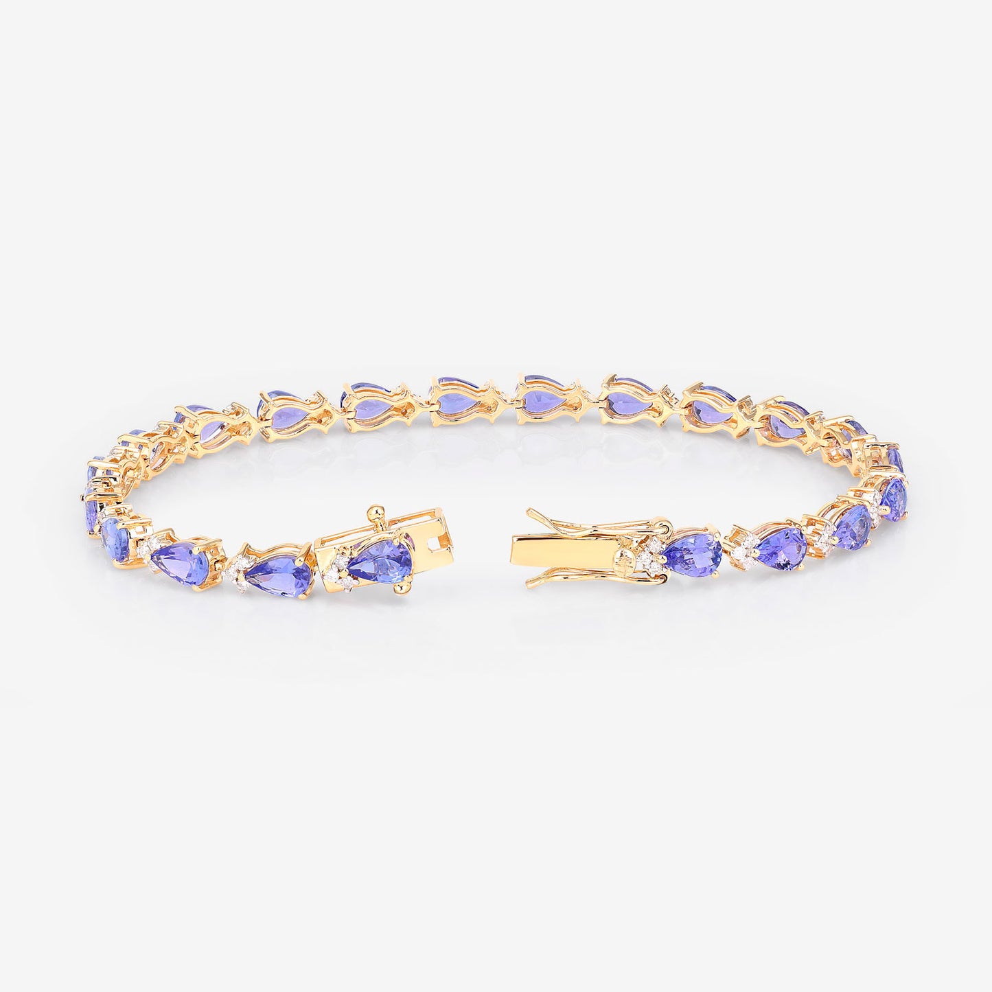 Tanzanite Tennis Bracelet Diamonds 8.2 Carats 14K Yellow Gold
