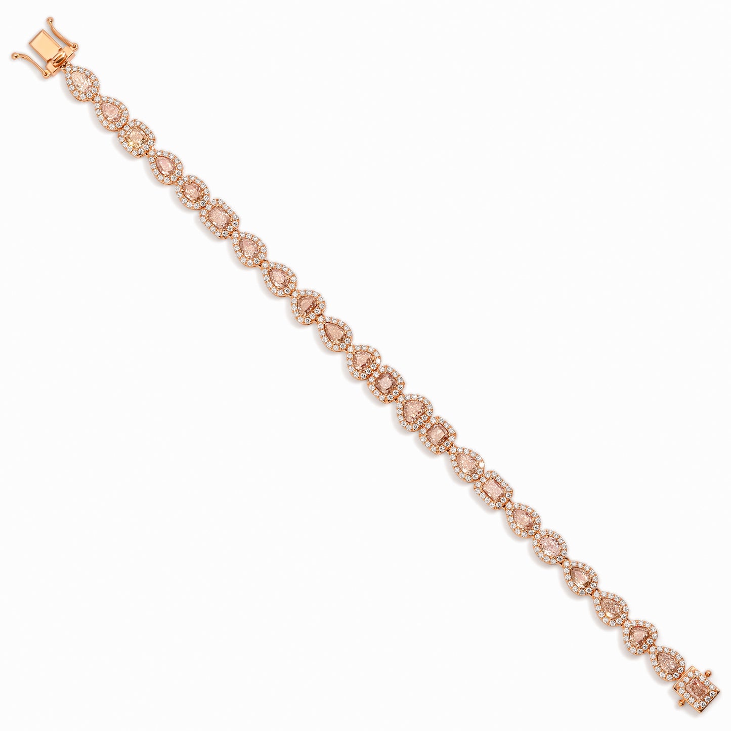 Pink Diamond Bracelet With Halo 7.5 Carats Total 18K Gold