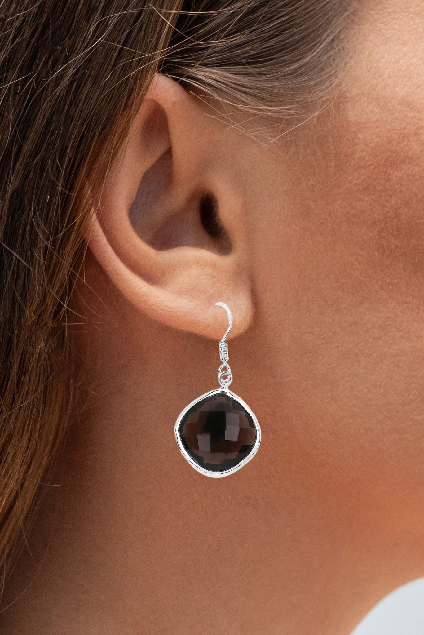 Smoky Quartz Earrings 22.7 Carats Sterling Silver