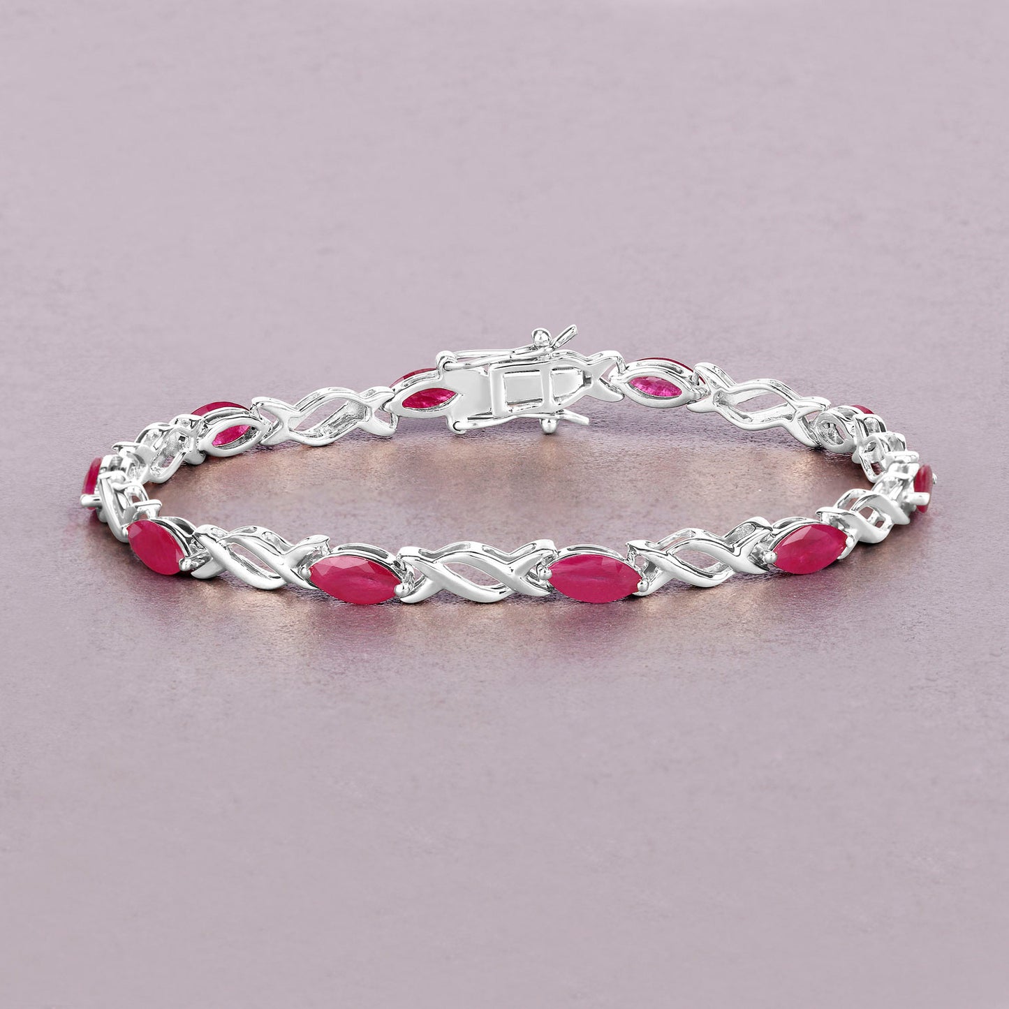 Ruby Bracelet 4.98 Carats 10K White Gold