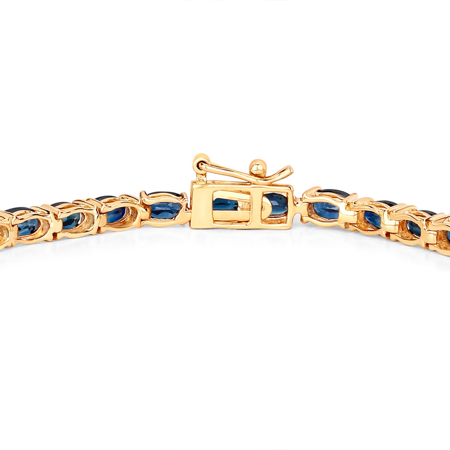 Blue Sapphire Tennis Bracelet 7.45 Carats 14K Yellow Gold