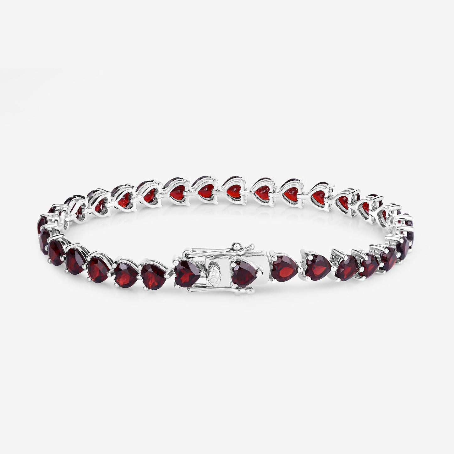 Garnet Heart Bracelet 15.4 Carats Sterling Silver