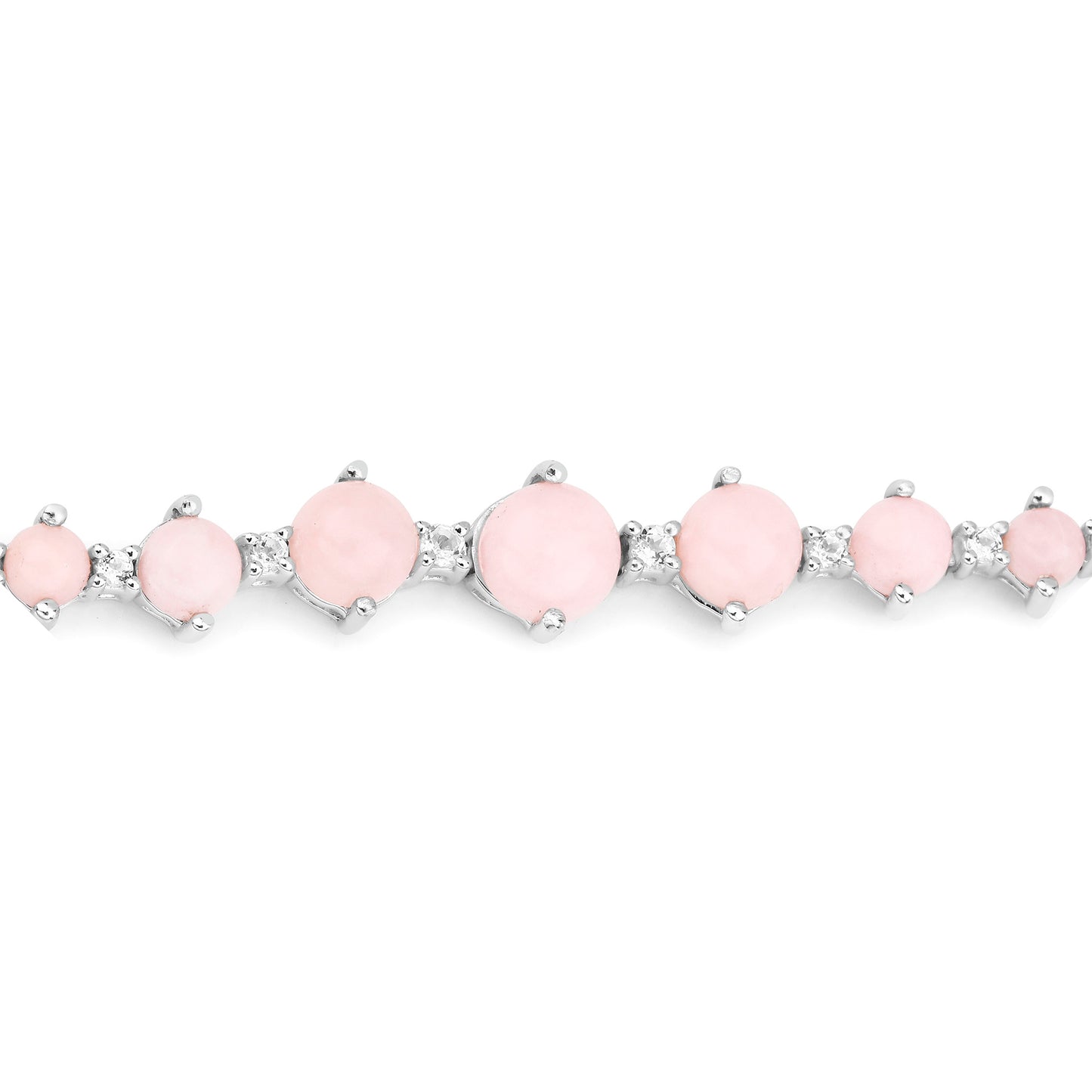 Pink Opal Bracelet With White Topaz 5.3 Carats Sterling Silver
