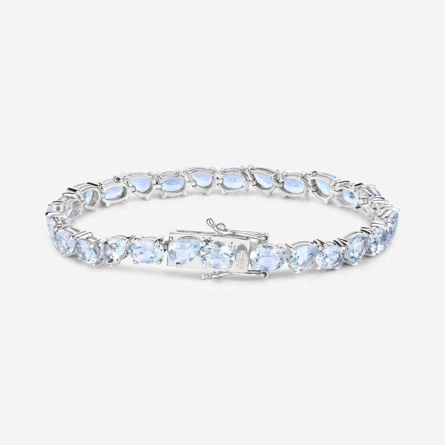 Aquamarine Tennis Bracelet 16.1 Carats Sterling Silver