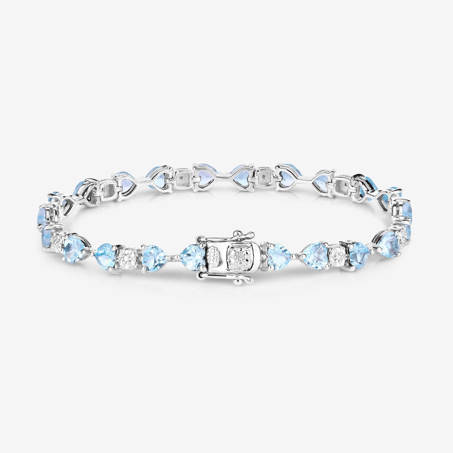 Blue Topaz Tennis Bracelet With Diamonds 11 Carats Sterling Silver