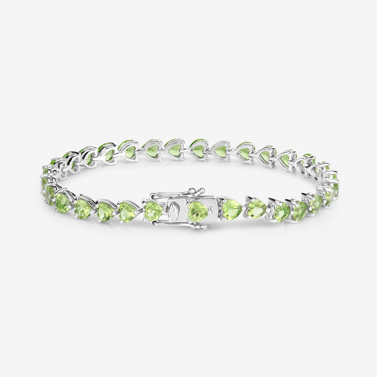 Peridot Tennis Bracelet 13.6 Carats Sterling Silver