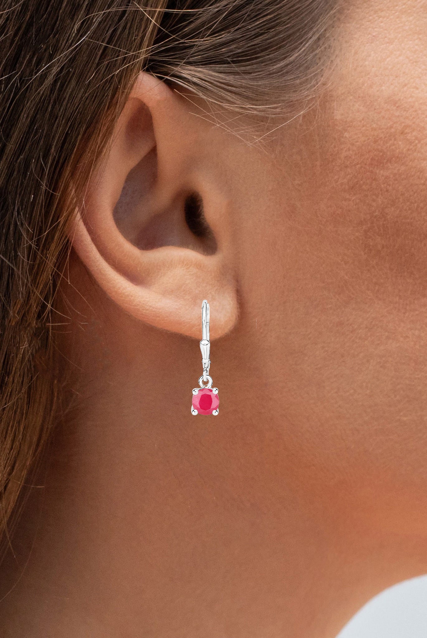 Natural Ruby Earrings 1.18 Carats Sterling Silver
