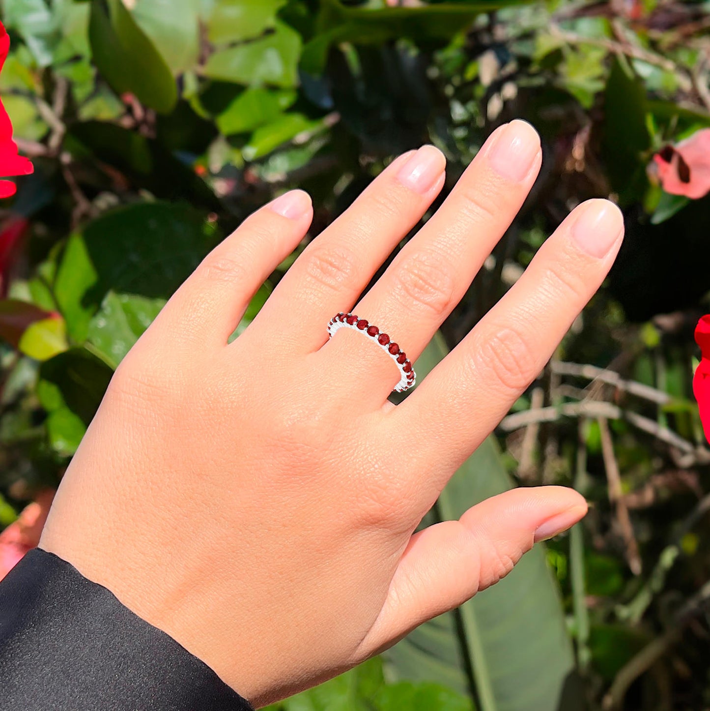Ruby Eternity Ring 1.63 Carats 14K White Gold