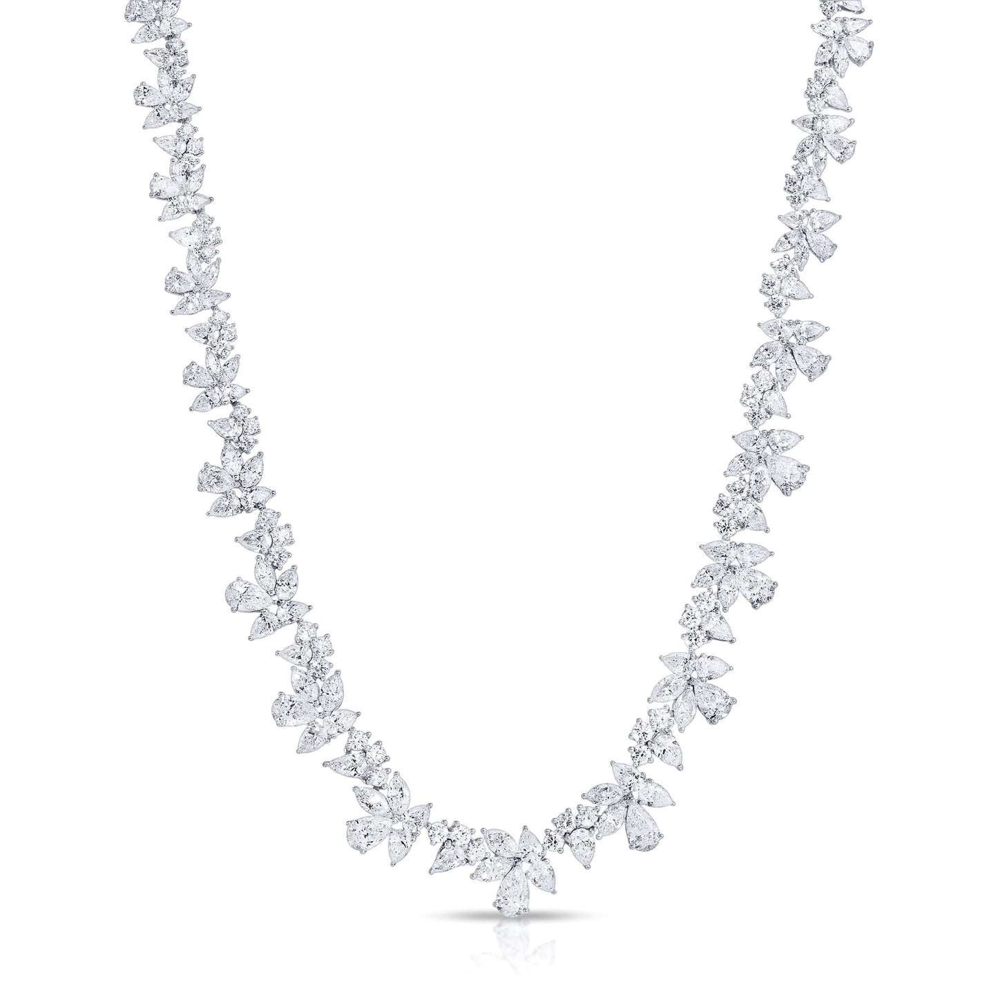 Important Mix Cut Diamond Necklace 34 Carats Total 18K White Gold