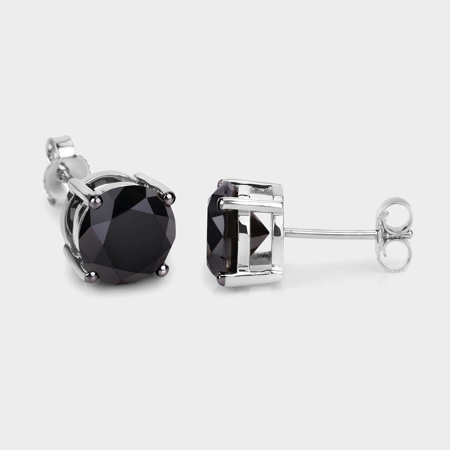 Black Diamond Earrings 4.9 Carats 14K White Gold