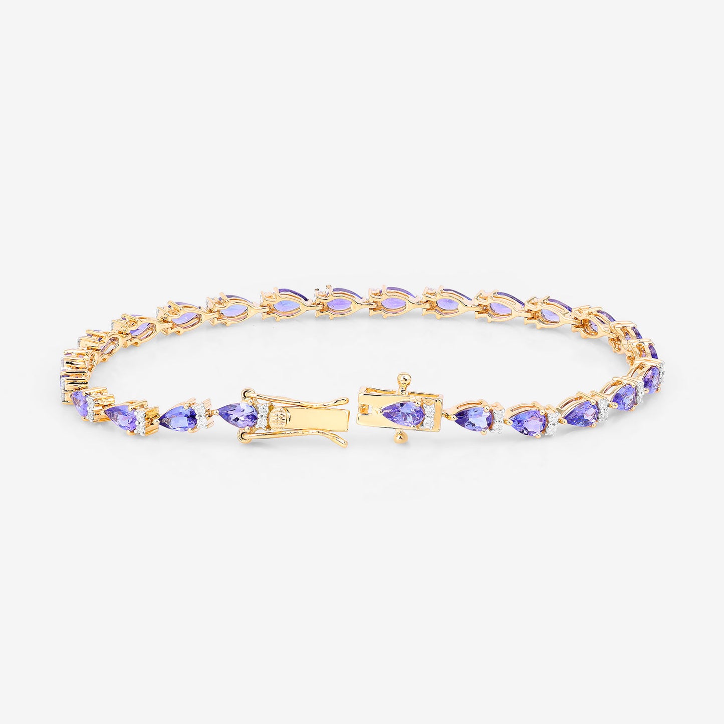 Natural Tanzanite Bracelet With Diamonds 5.62 Carats 14K Yellow Gold