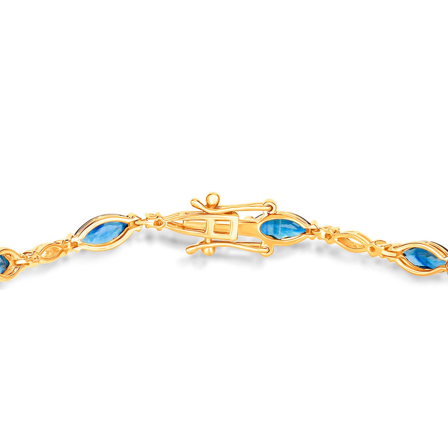 Natural Blue Sapphire Bracelet With Diamonds 5.54 Carats 14K Yellow Gold