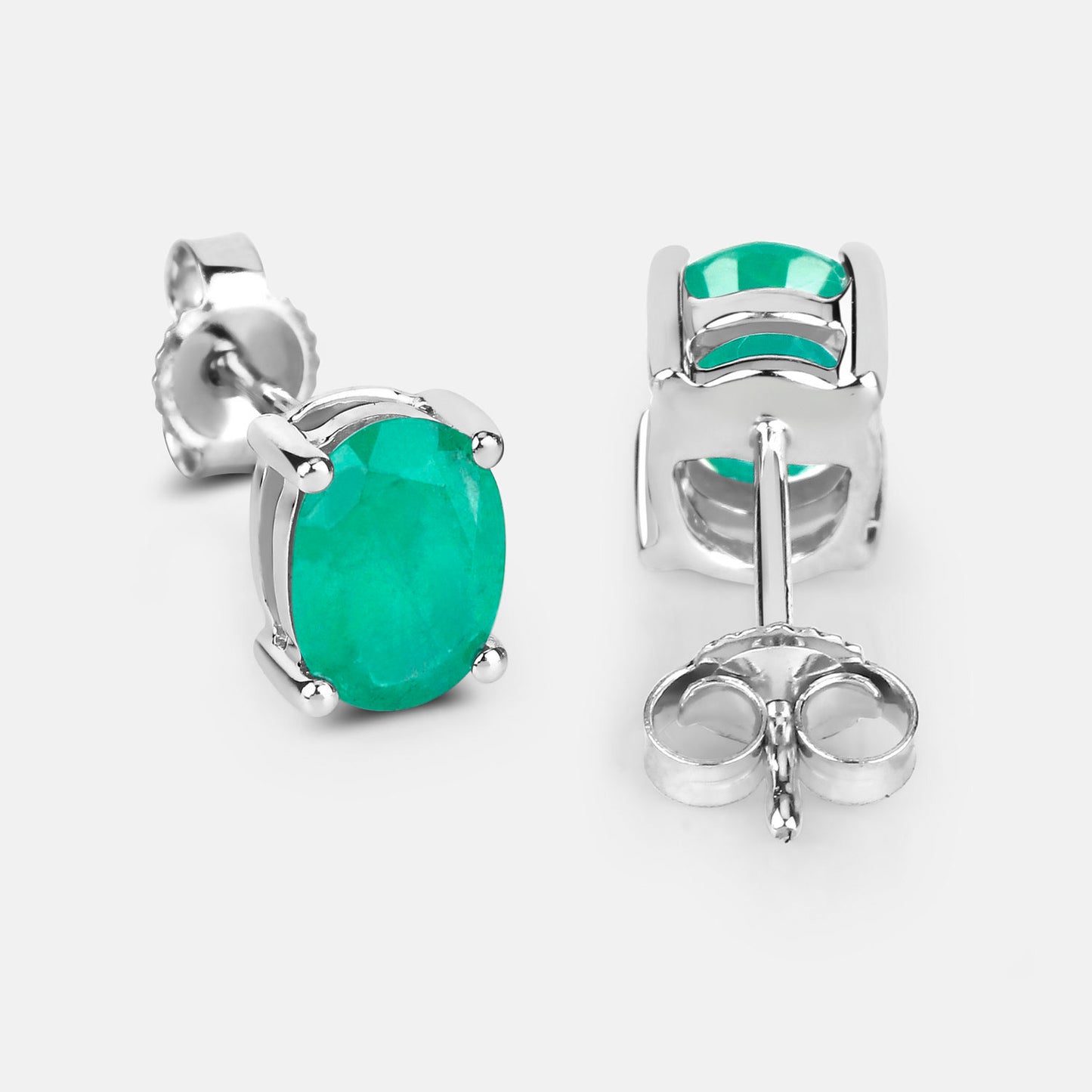 Zambian Emerald Earrings 1.42 Carats 10K White Gold