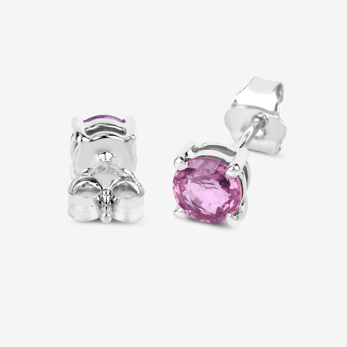 Pink Sapphire Stud Earrings 1.29 Carats 10K White Gold
