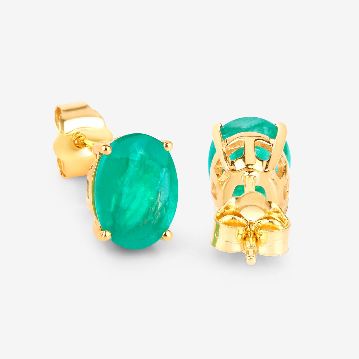 Zambian Emerald Earrings 2.38 Carats 10K Yellow Gold
