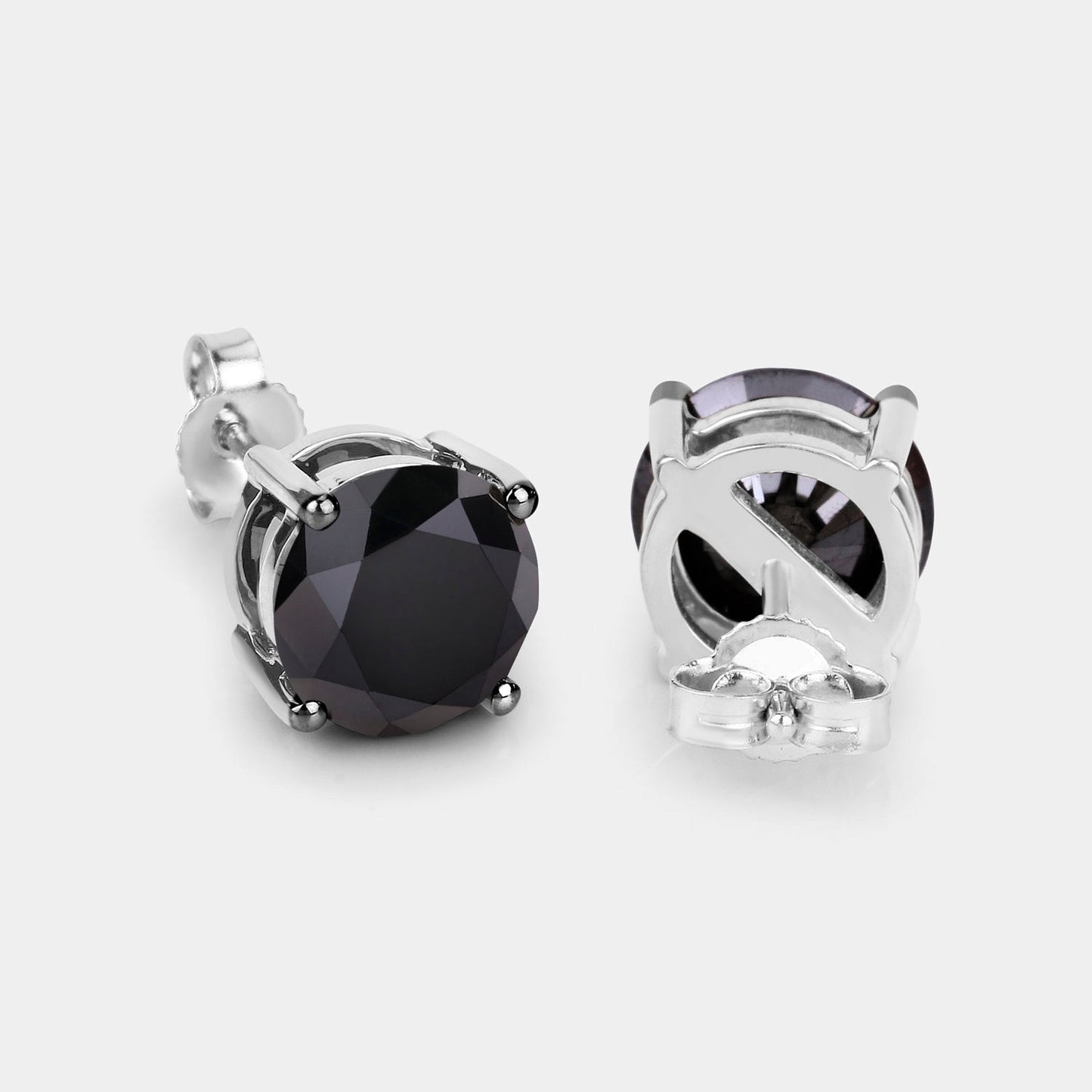 Black Diamond Earrings 3.06 Carats 14K White Gold
