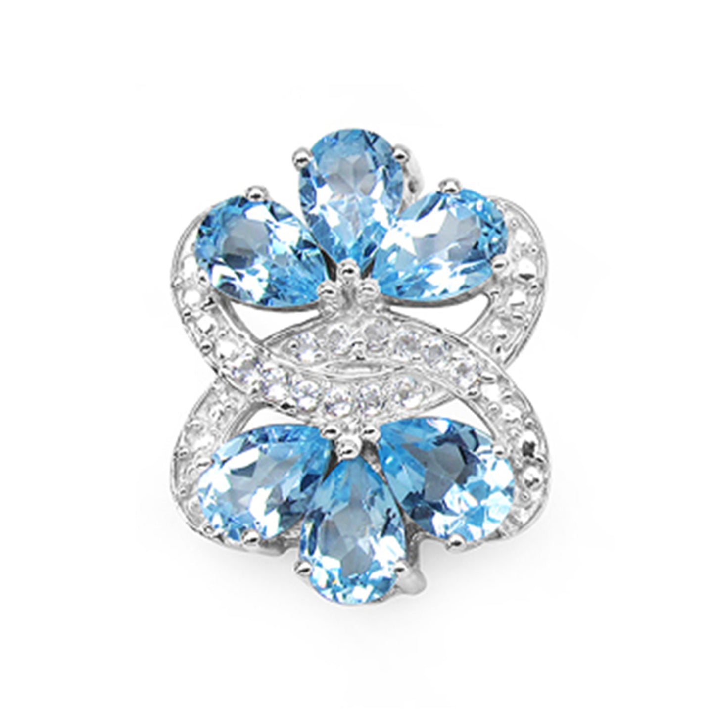 Blue Topaz Earrings 10.2 Carats Rhodium Plated Silver