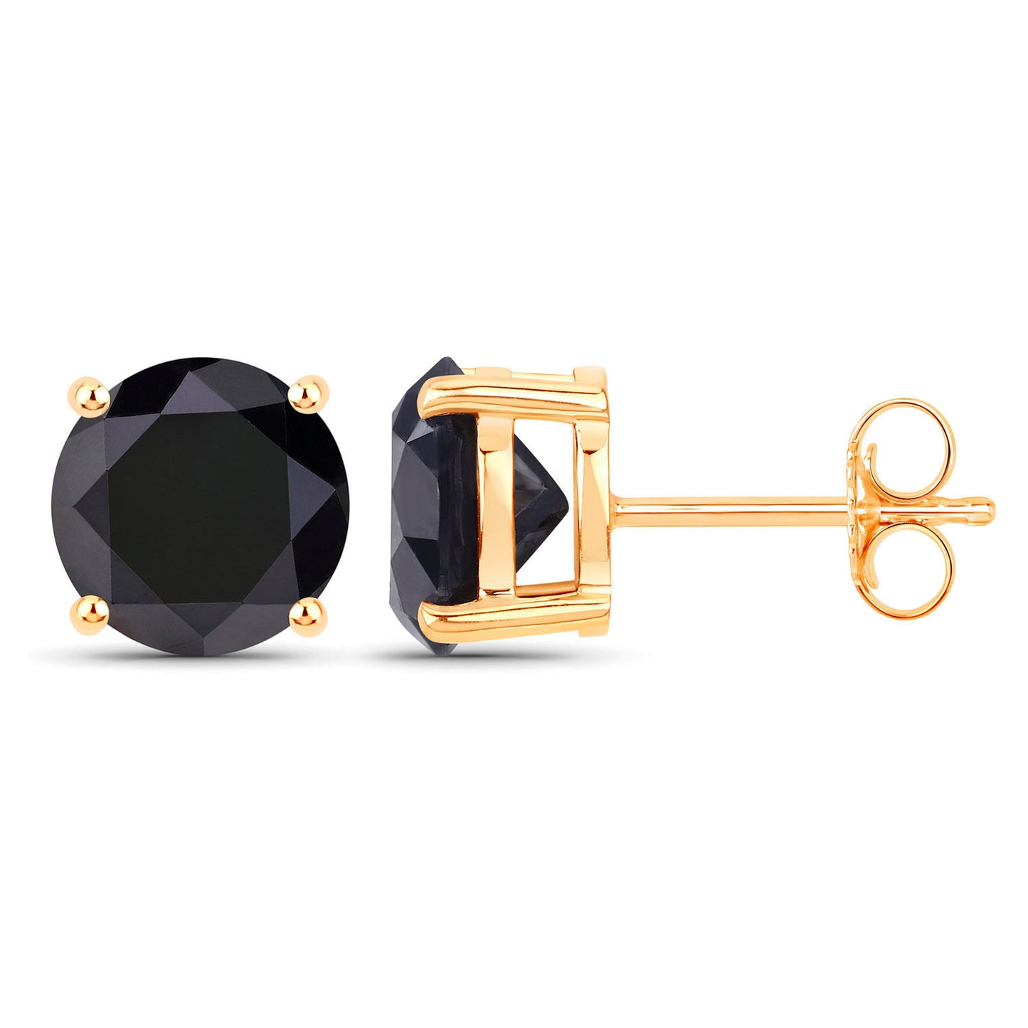 Black Diamond Earrings 3.82 Carats 14K Yellow Gold