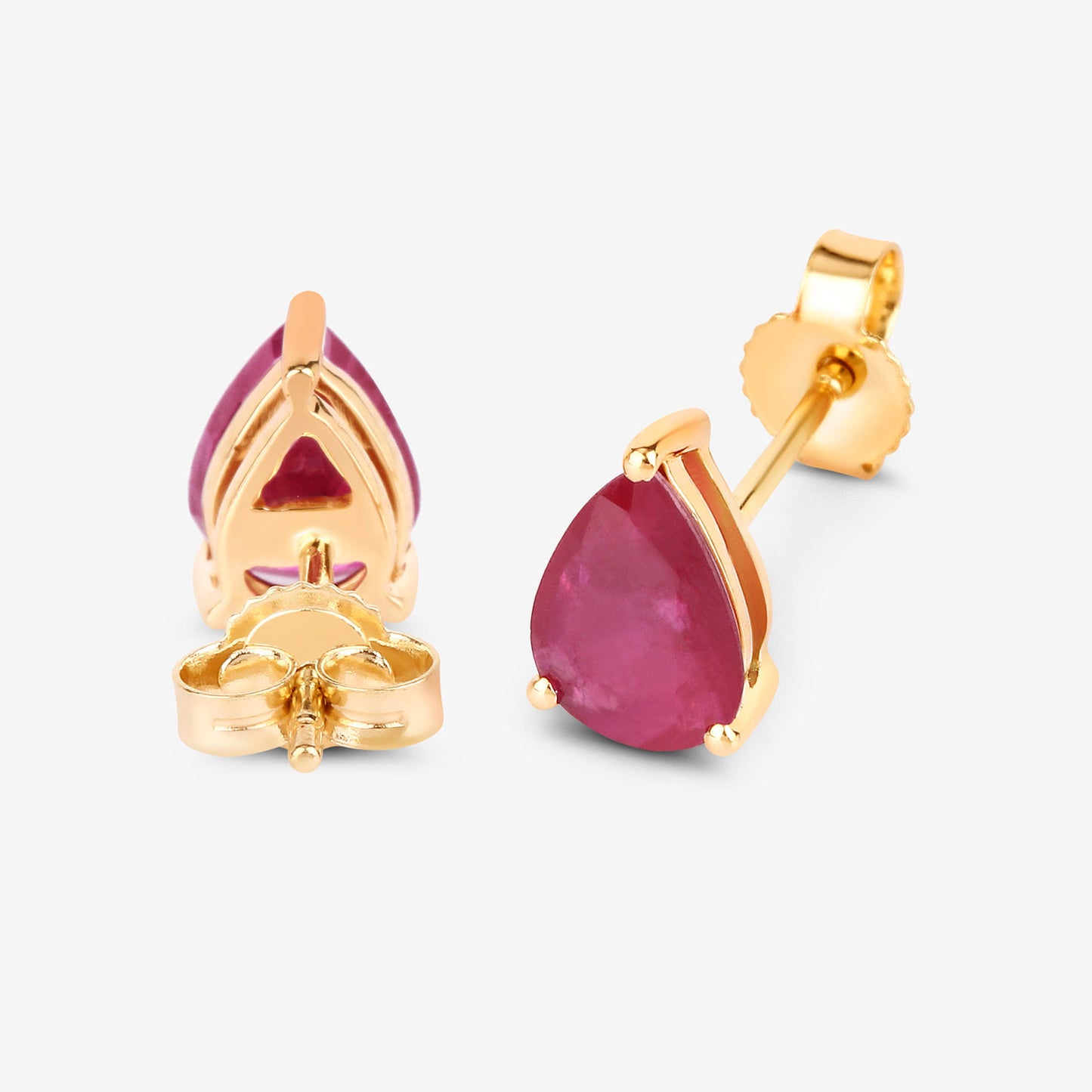 Ruby Stud Earrings 1.59 Carats 10K Yellow Gold