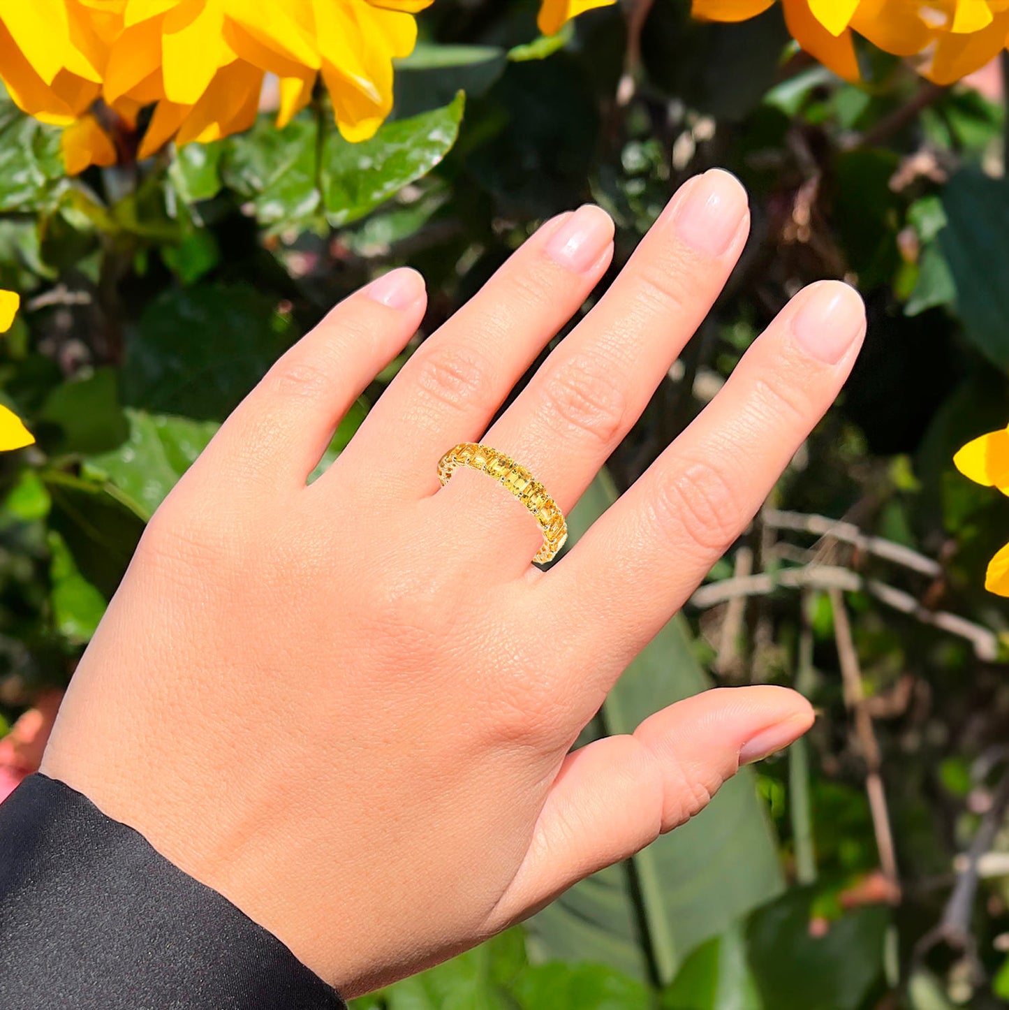Yellow Sapphire Eternity Band Ring 5.50 Carats 18K Yellow Gold