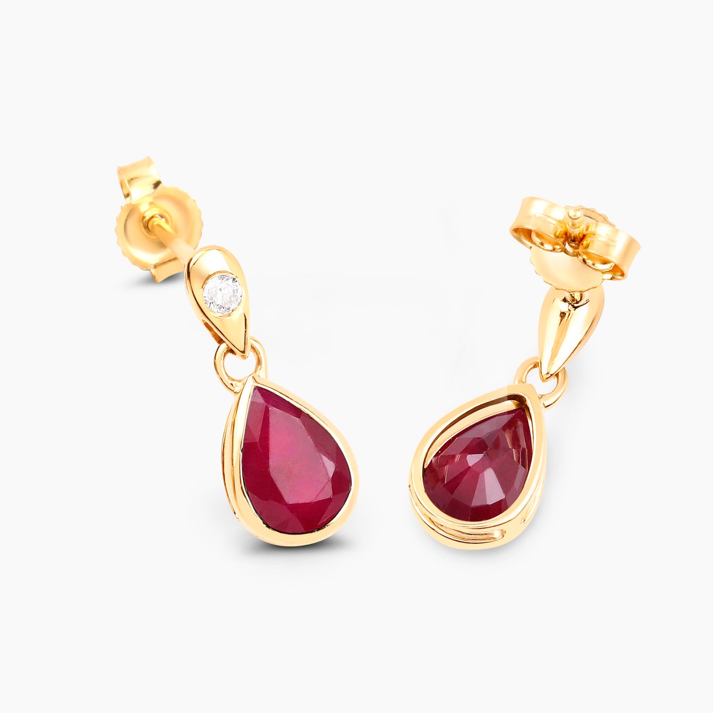 Ruby Earrings Diamonds 1.64 Carats 10K Yellow Gold