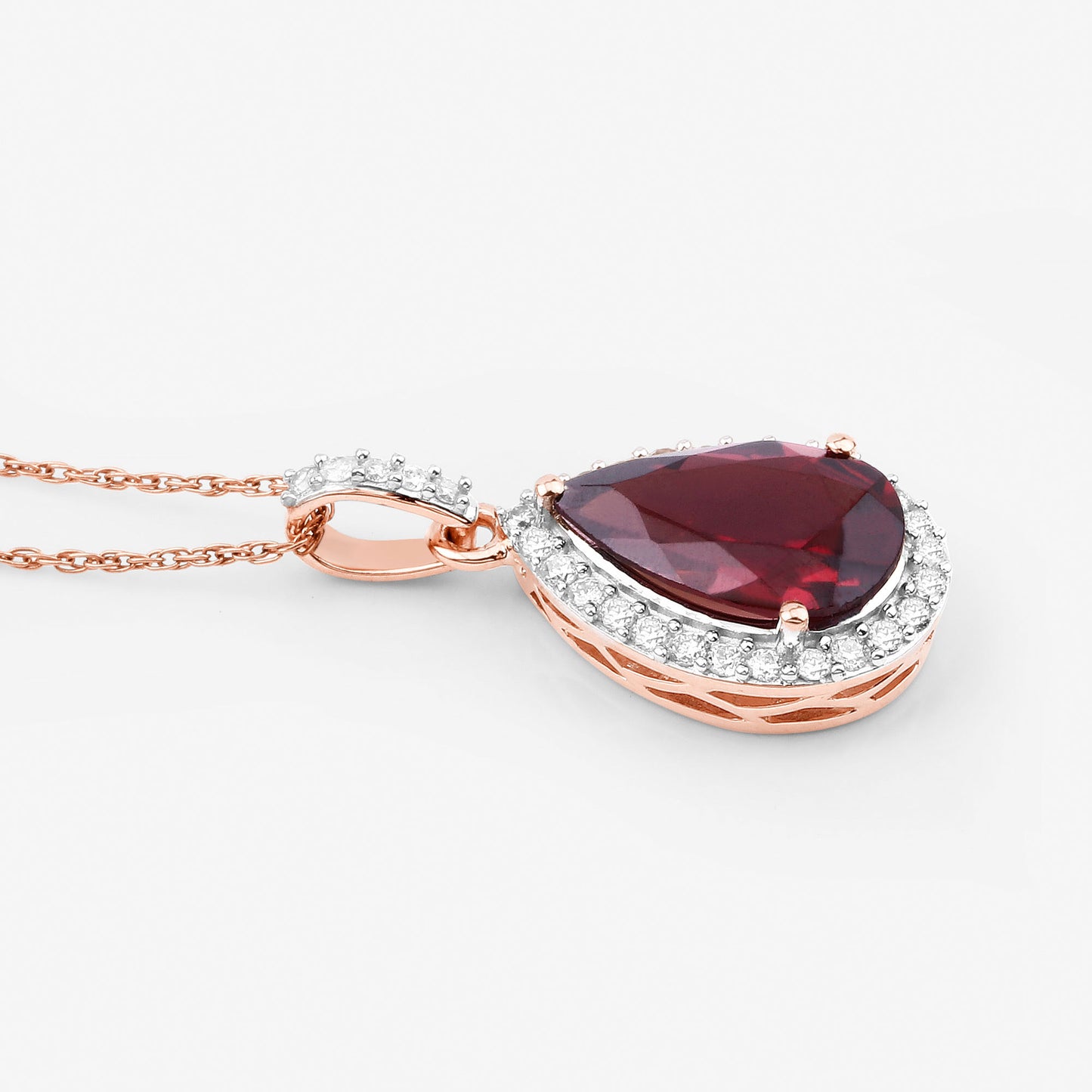 Rhodolite Garnet Pendant With Diamonds 3.26 Carats 14K Rose Gold