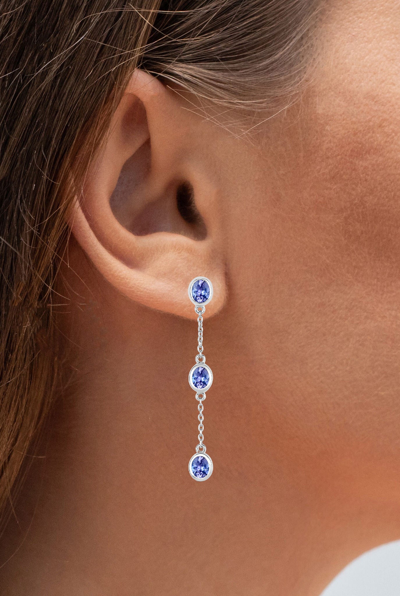 Natural Tanzanite Earrings 1.96 Carats Sterling Silver