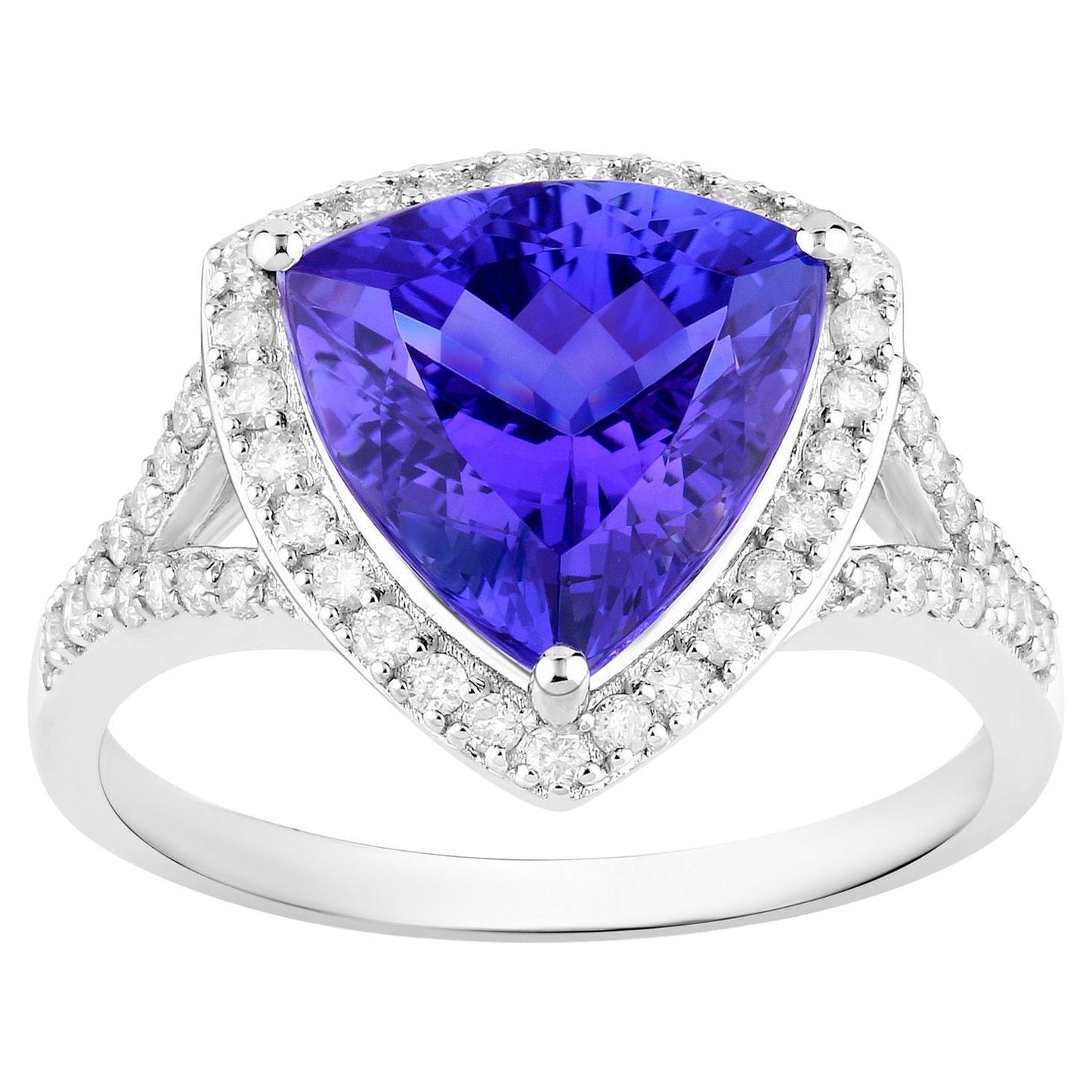 Tanzanite Ring Diamonds 4.4 Carats 14K White Gold