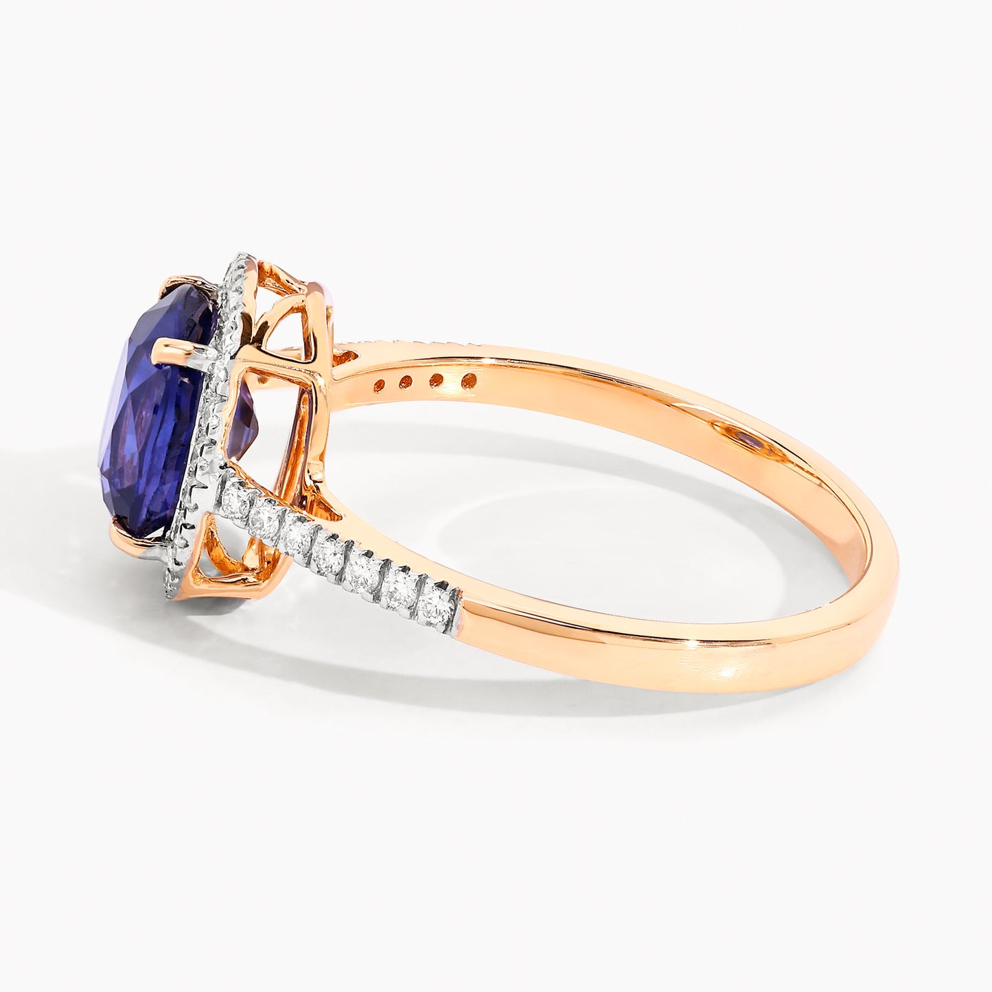 Blue Sapphire Ring With Diamonds 2.14 Carats 18K Yellow Gold
