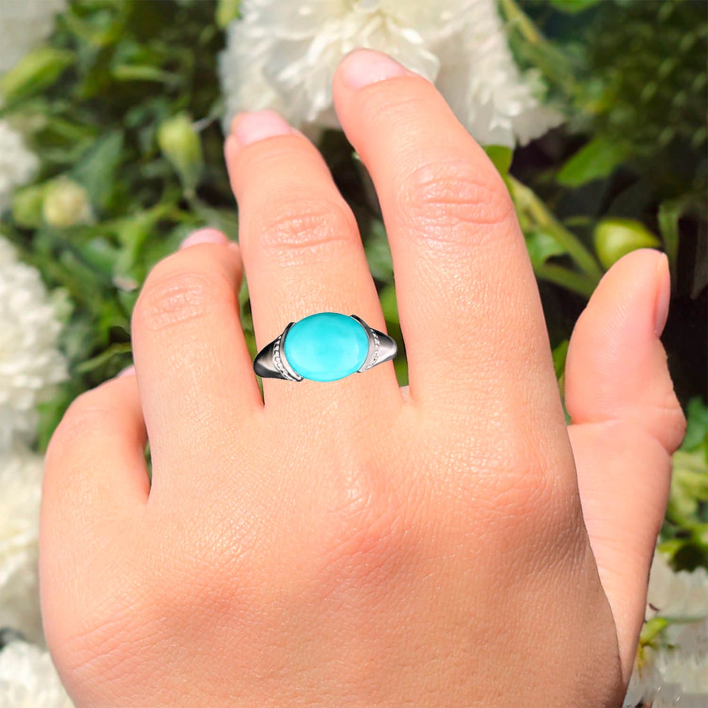 Turquoise Ring 3.50 Carats Sterling Silver