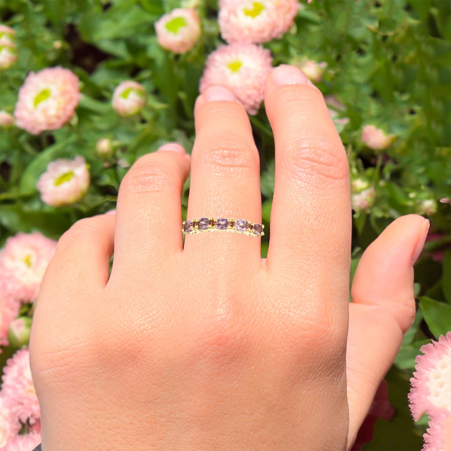 Color Change Garnet Ring 1 Carat Gold Plated Silver