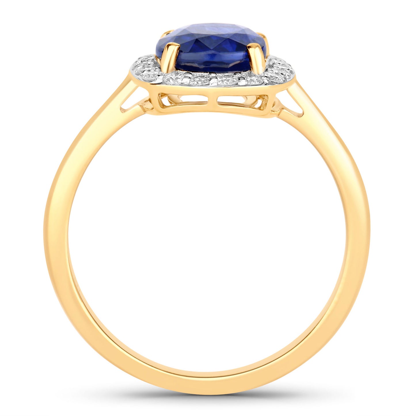Blue Sapphire Ring With Diamonds 2.48 Carats 18K Yellow Gold