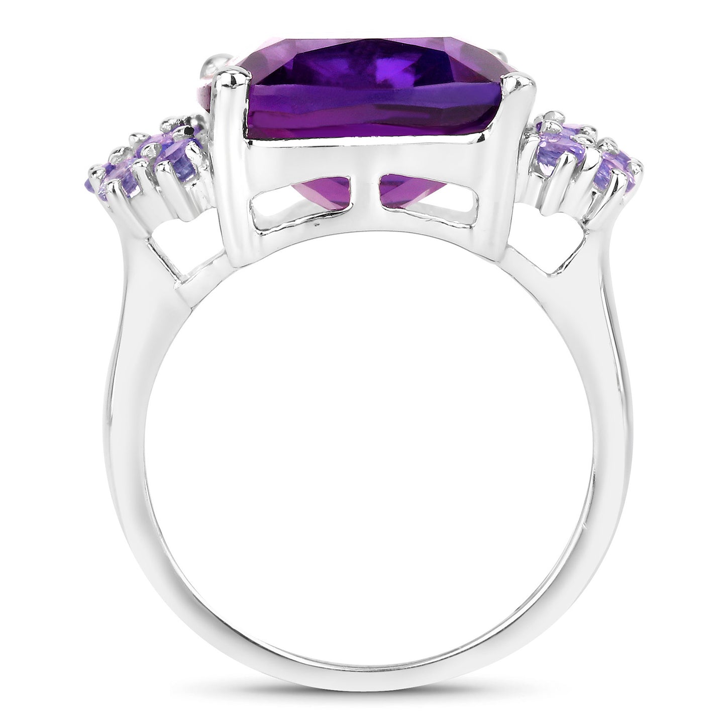 Amethyst Ring With Tanzanite 6.32 Carats Sterling Silver